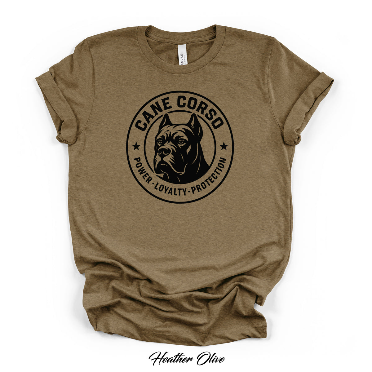 Cane Corso Power Loyalty Protection Tee | Bella Canvas 3001CVC | Direct-to-Garment Print