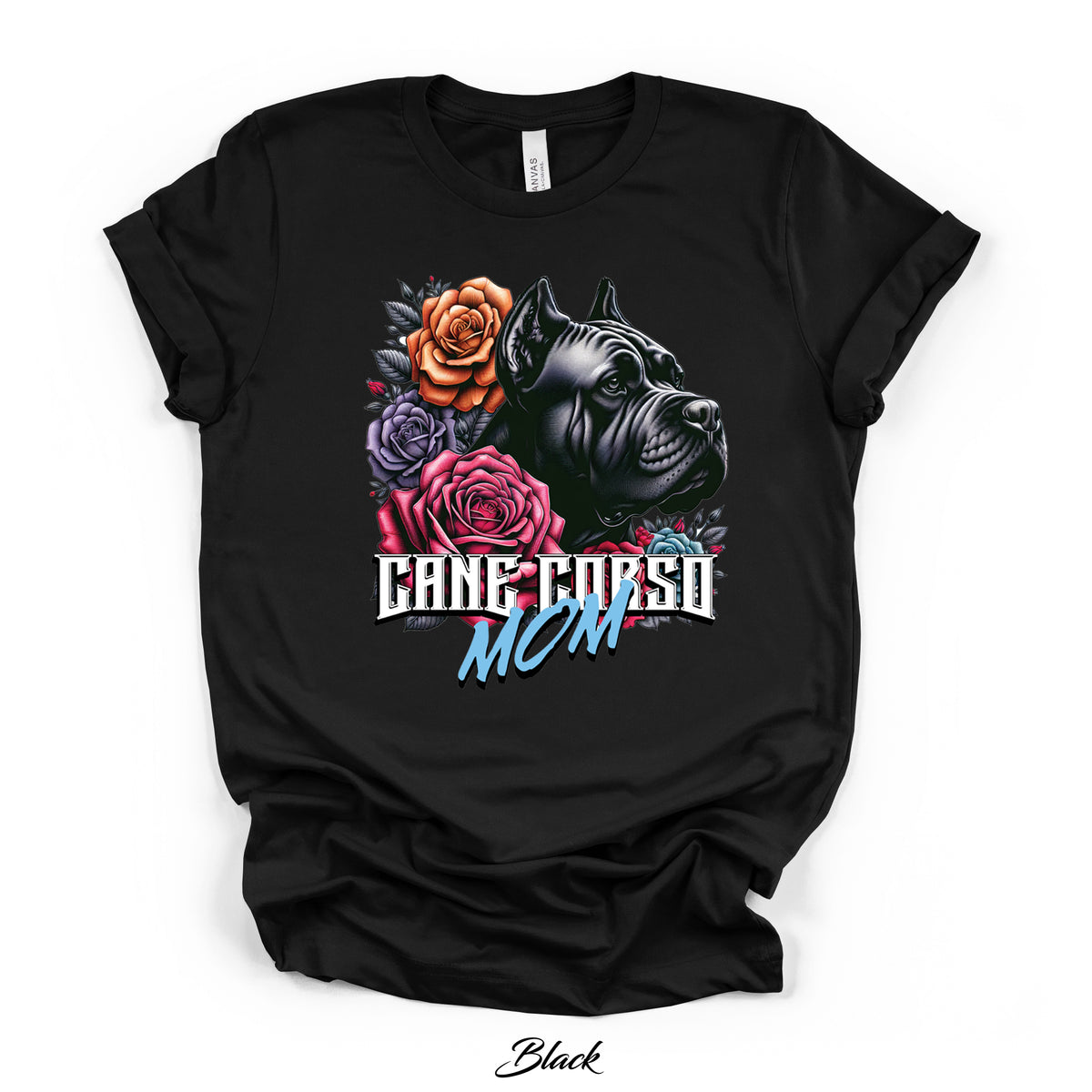 Cane Corso Mom Graphic Tee | Black | Direct-to-Garment Print | Bella Canvas 3001