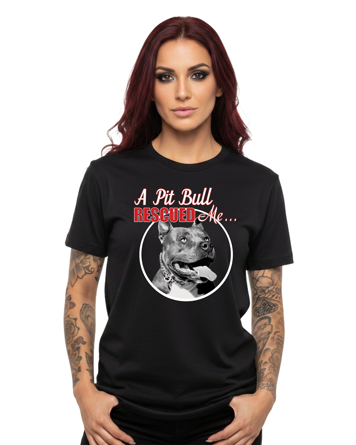 A Pit Bull Rescued Me Graphic Tee | Black | Bella Canvas 3001
