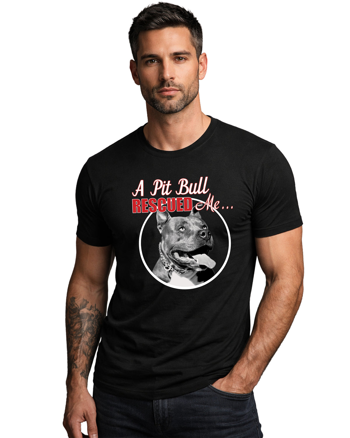 A Pit Bull Rescued Me Graphic Tee | Black | Bella Canvas 3001