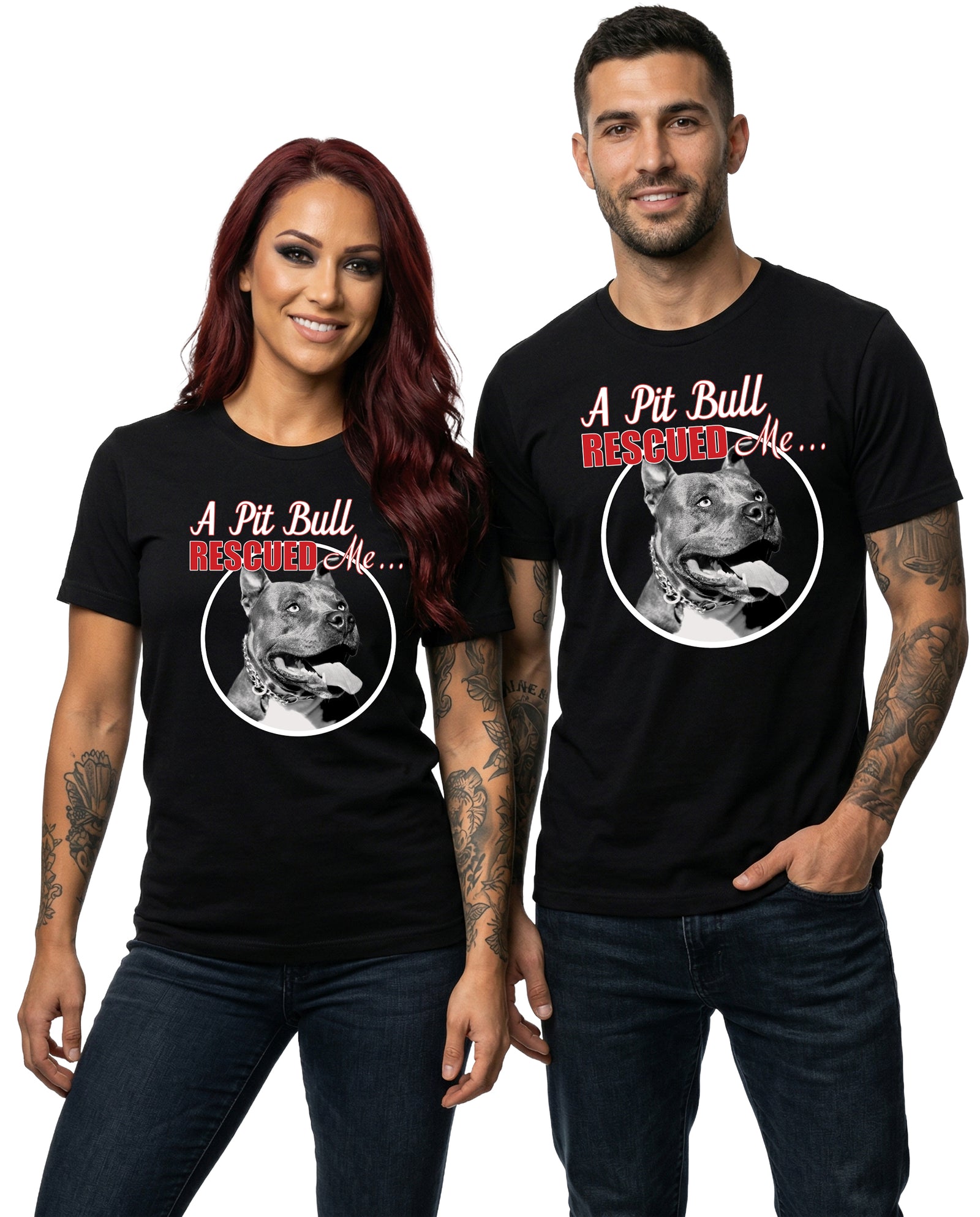 A Pit Bull Rescued Me Graphic Tee | Black | Bella Canvas 3001