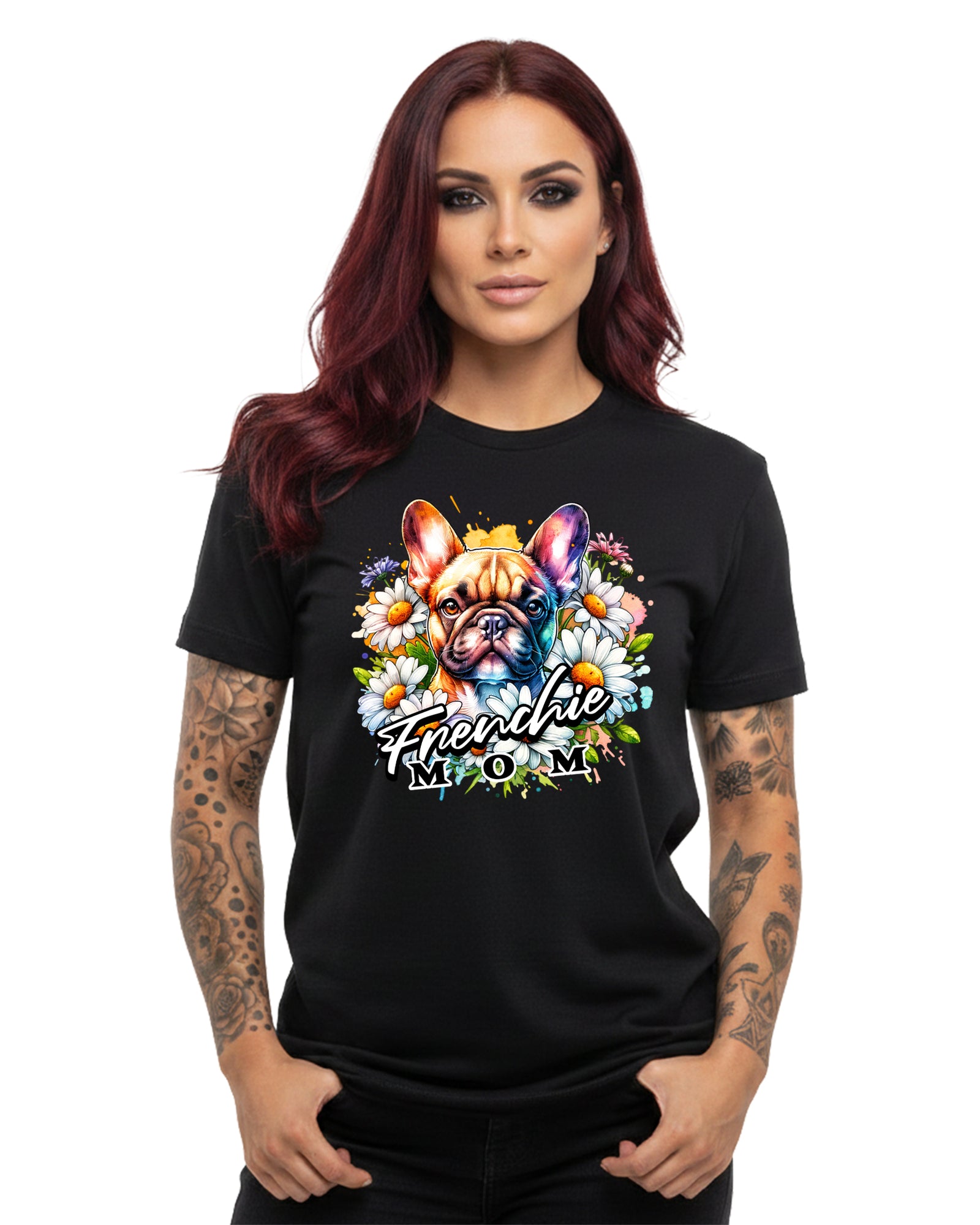 Frenchie Mom Floral Graphic Tee | Bella Canvas 3001 | 4 Colors
