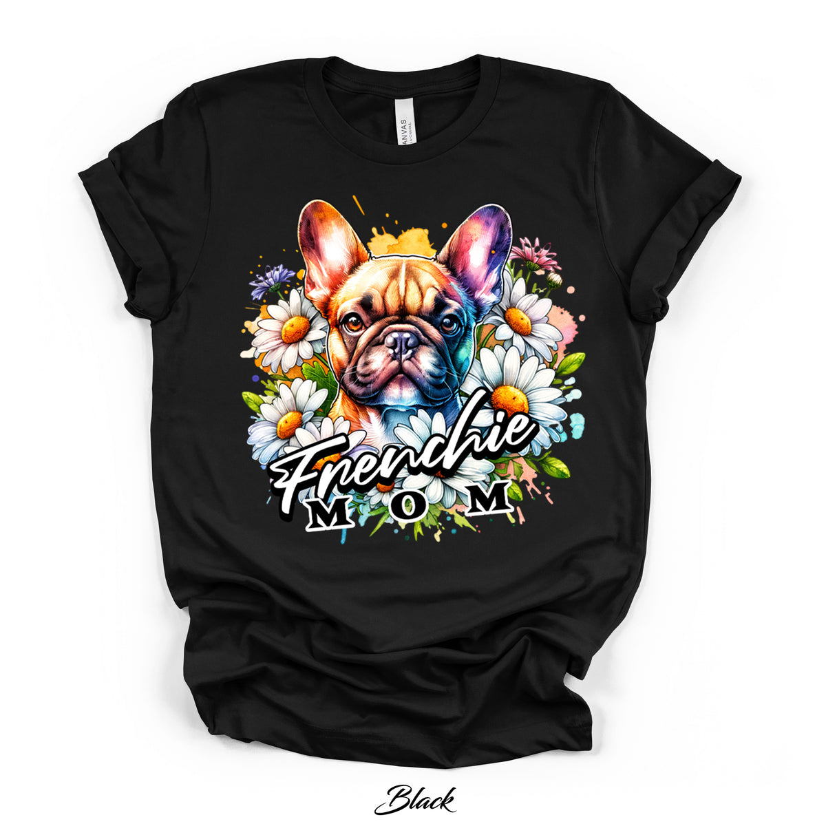 Frenchie Mom Floral Graphic Tee | Bella Canvas 3001 | 4 Colors