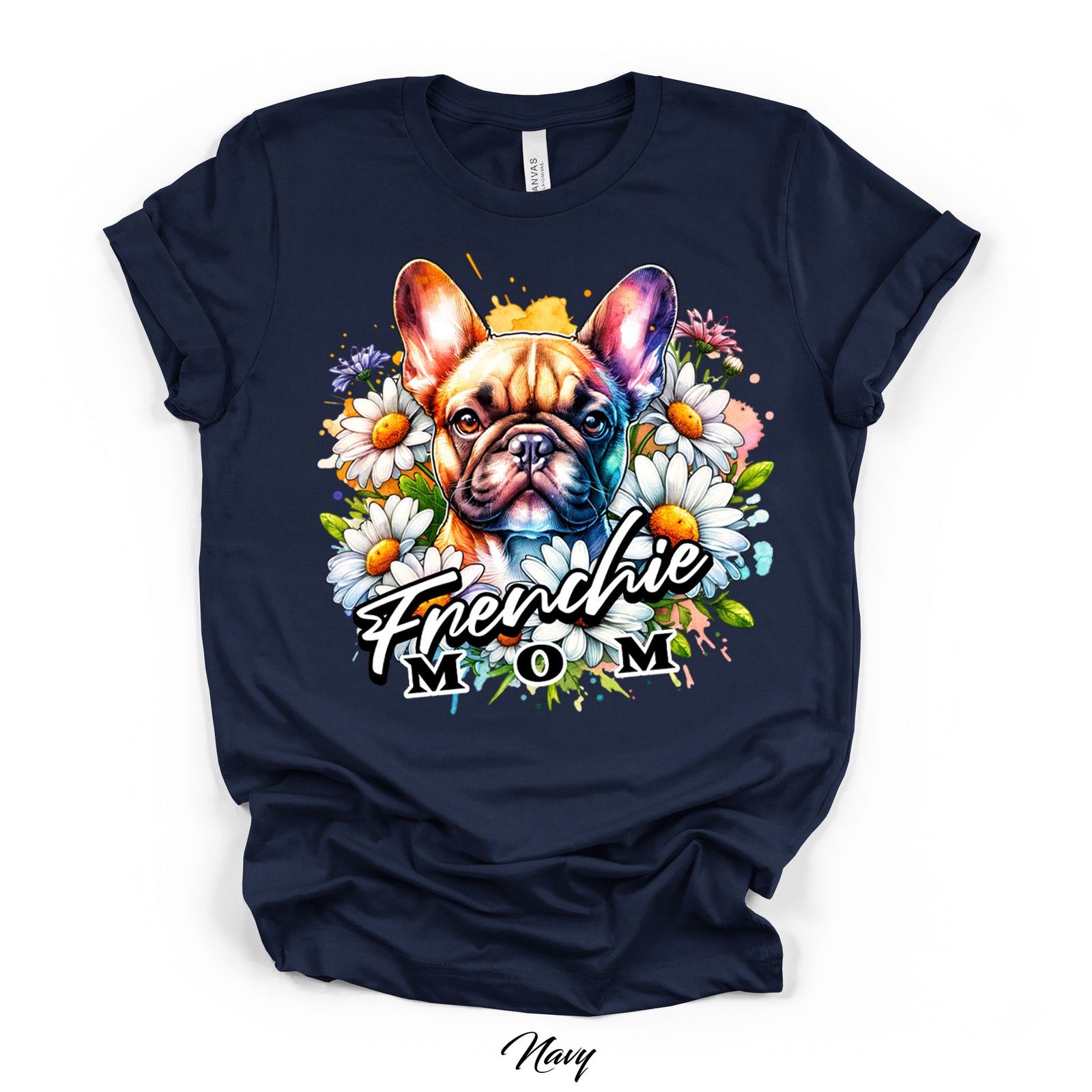 Frenchie Mom Floral Graphic Tee | Bella Canvas 3001 | 4 Colors