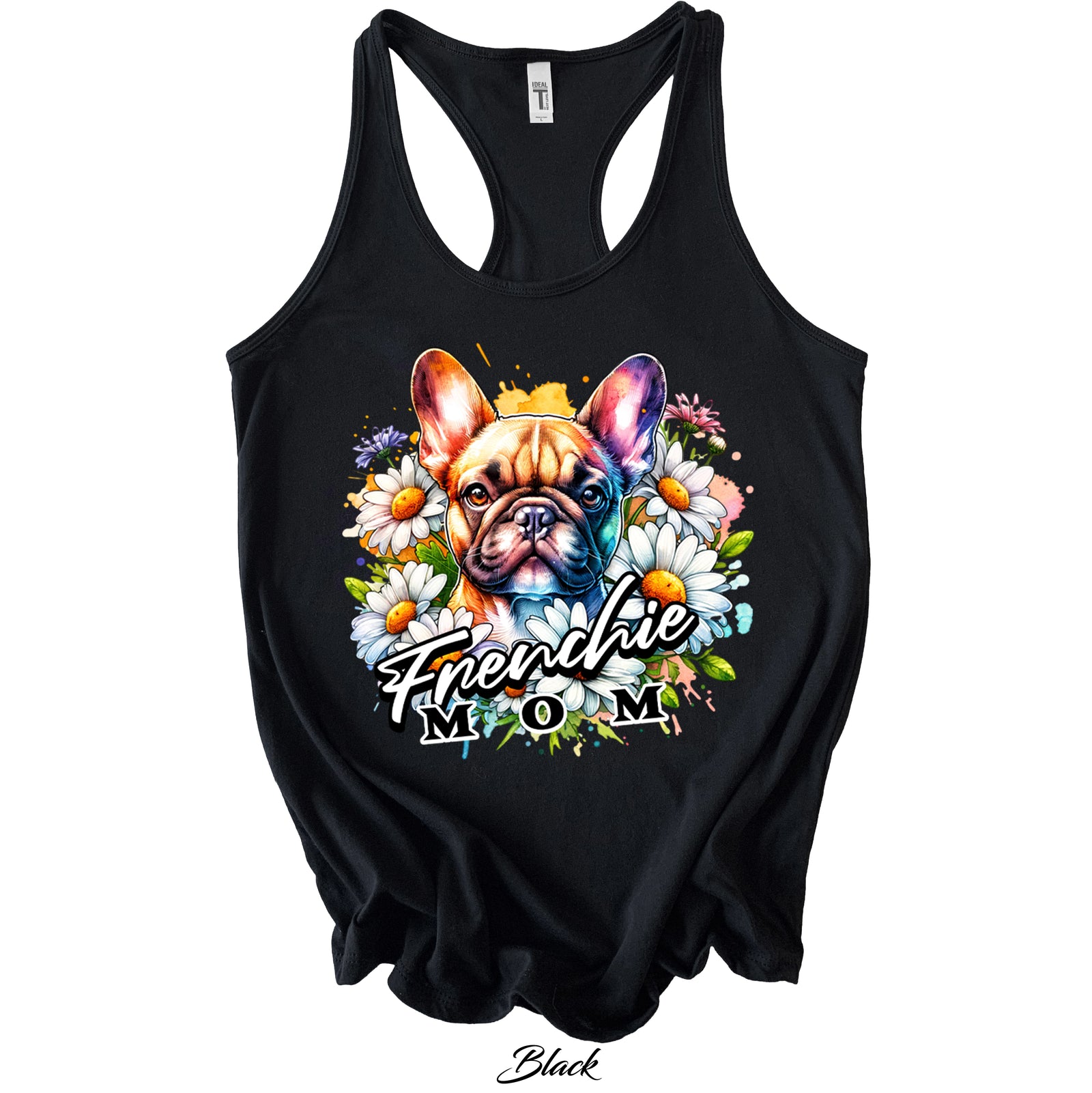 Frenchie Mom Floral Racerback Tank Top | Next Level 1533 | 4 Colors