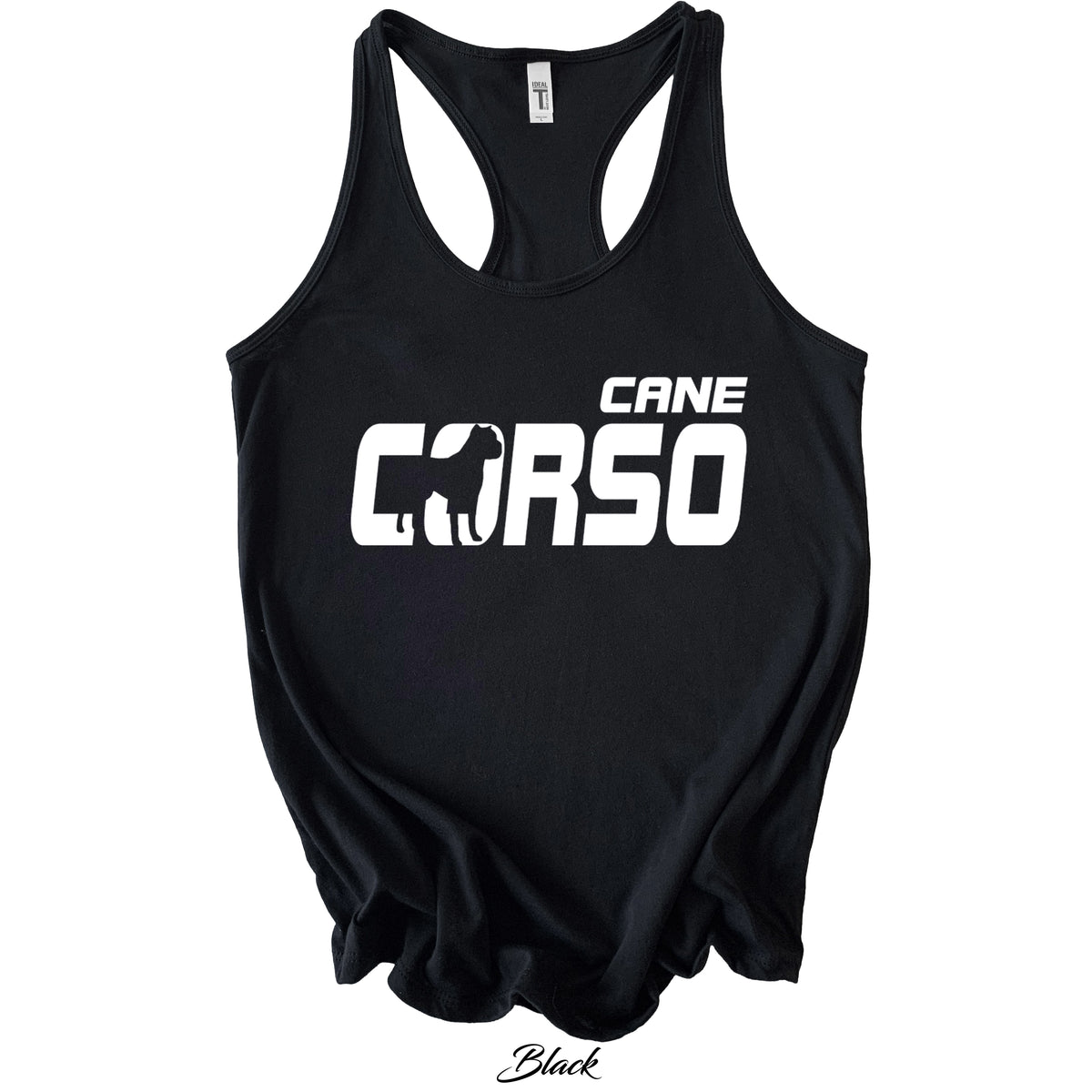Cane Corso Silhouette Racerback Tank Top | Black | Next Level 1533