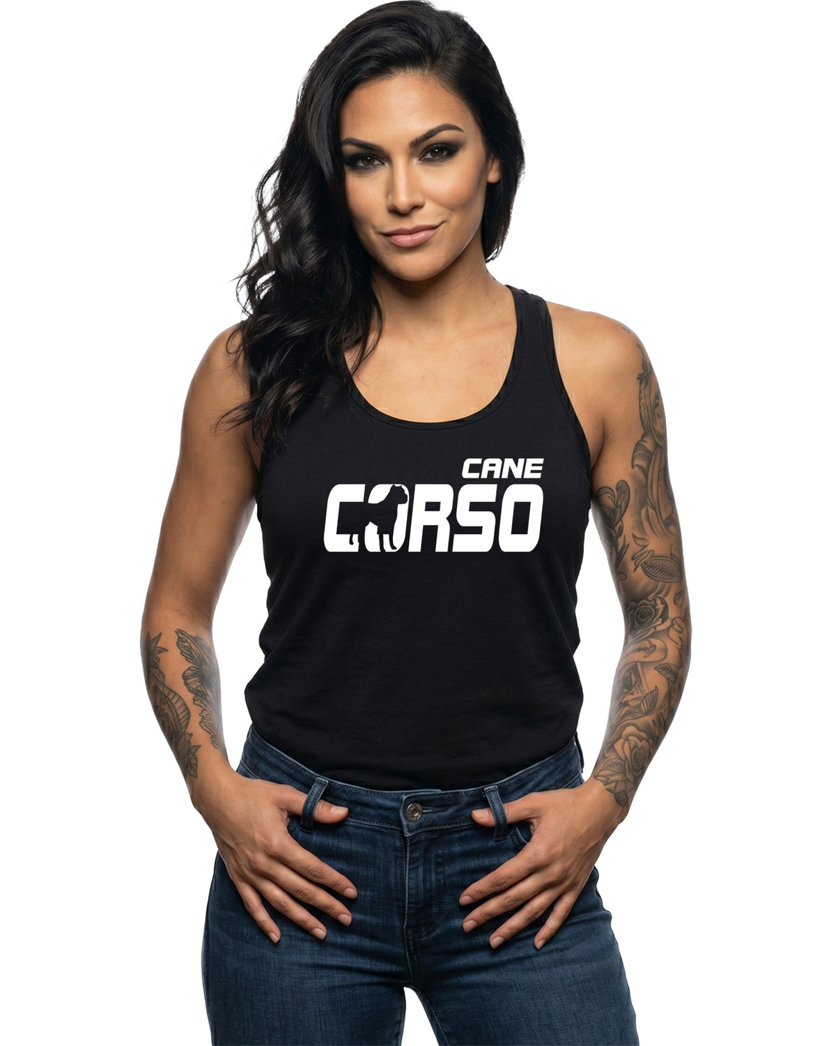 Cane Corso Silhouette Racerback Tank Top | Black | Next Level 1533