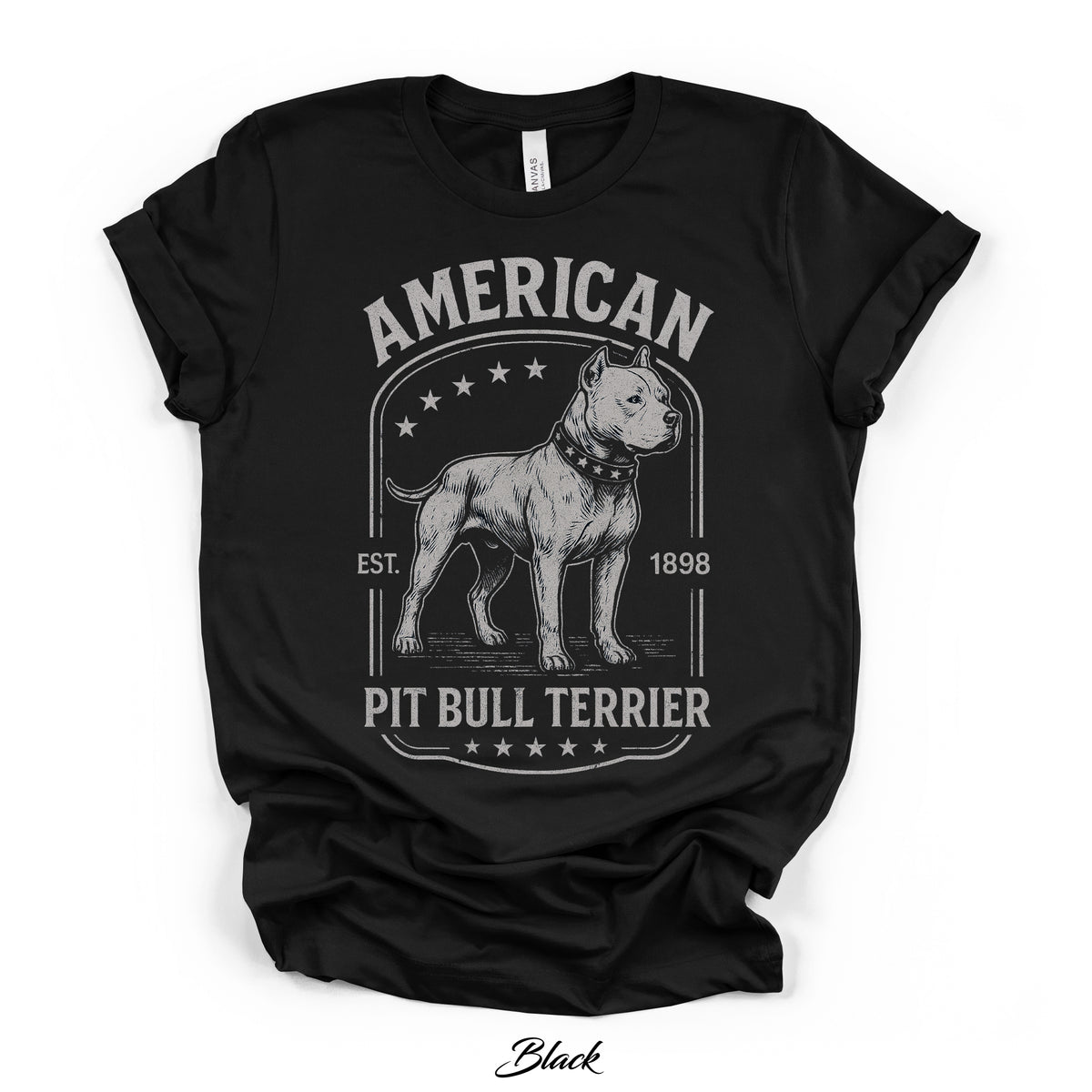 American Pit Bull Terrier Est. 1898 Vintage Graphic Tee | Black | Bella Canvas 3001