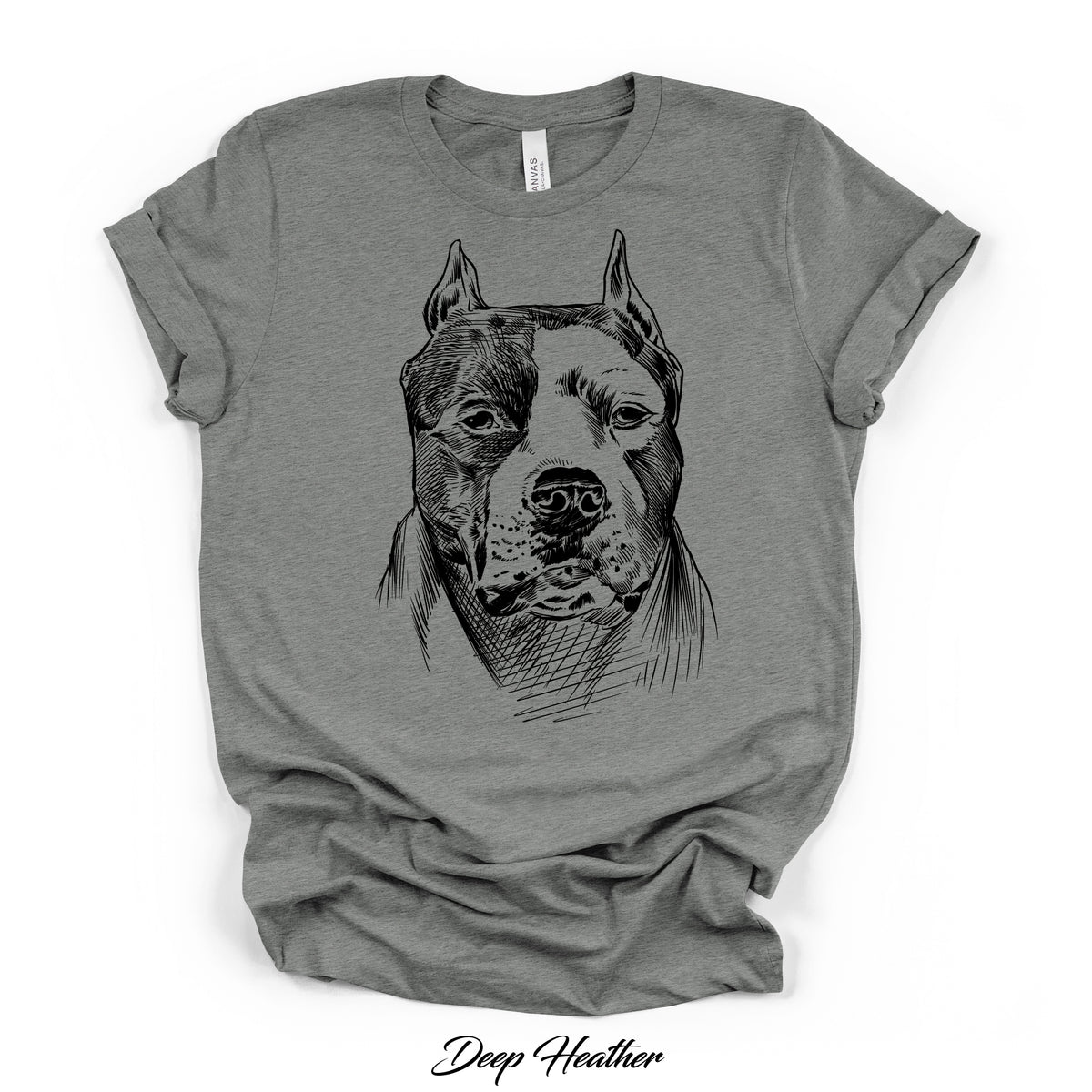Pit Bull Sketch Portrait Graphic Tee | Bella Canvas 3001CVC | 5 Colors