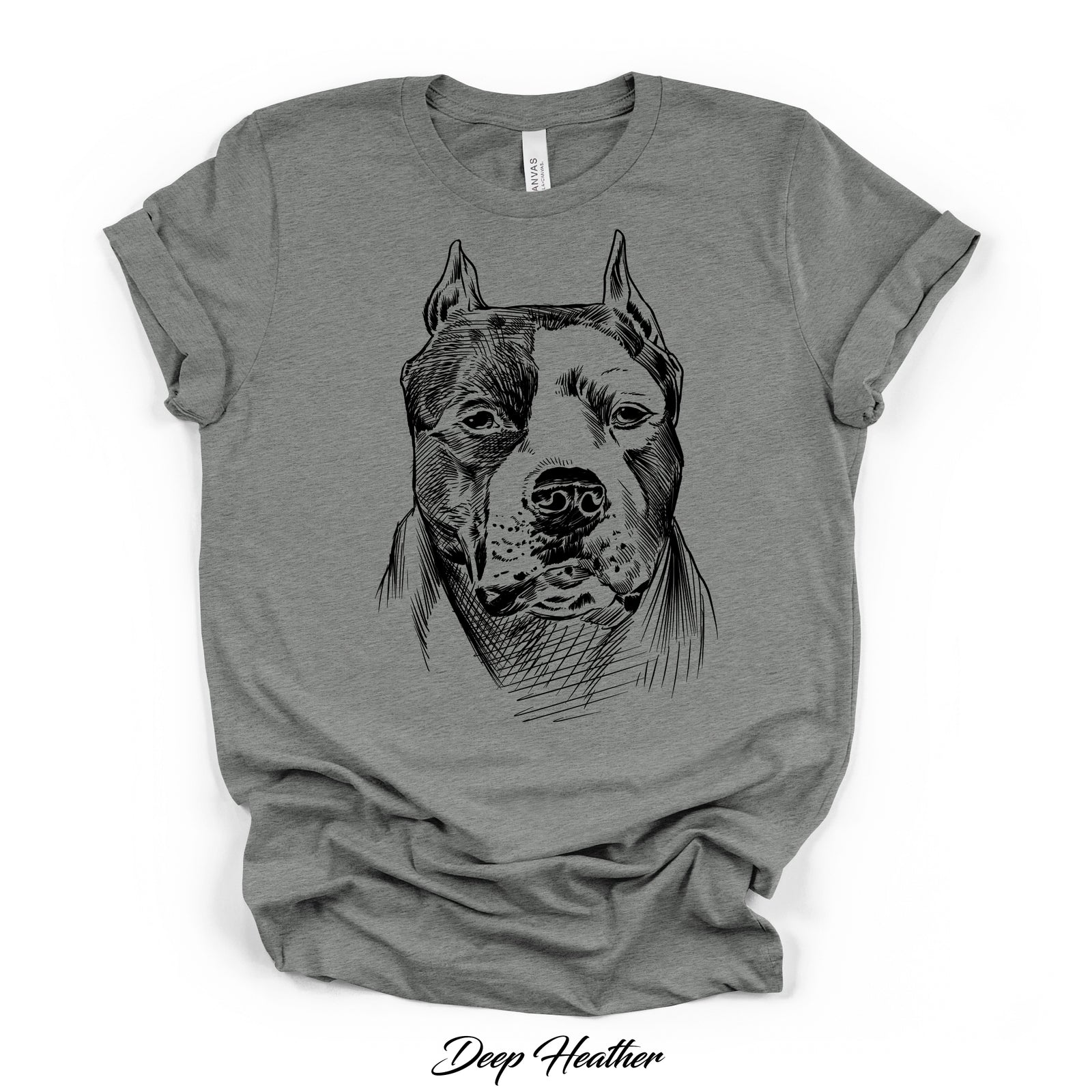 Pit Bull Sketch Portrait Graphic Tee | Bella Canvas 3001CVC | 5 Colors