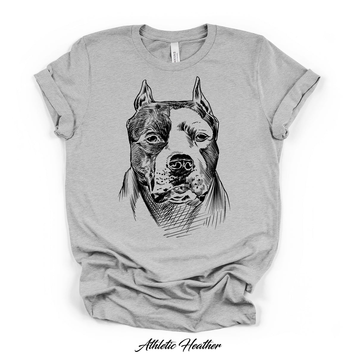 Pit Bull Sketch Portrait Graphic Tee | Bella Canvas 3001CVC | 5 Colors