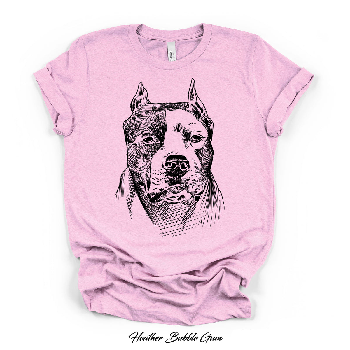 Pit Bull Sketch Portrait Graphic Tee | Bella Canvas 3001CVC | 5 Colors