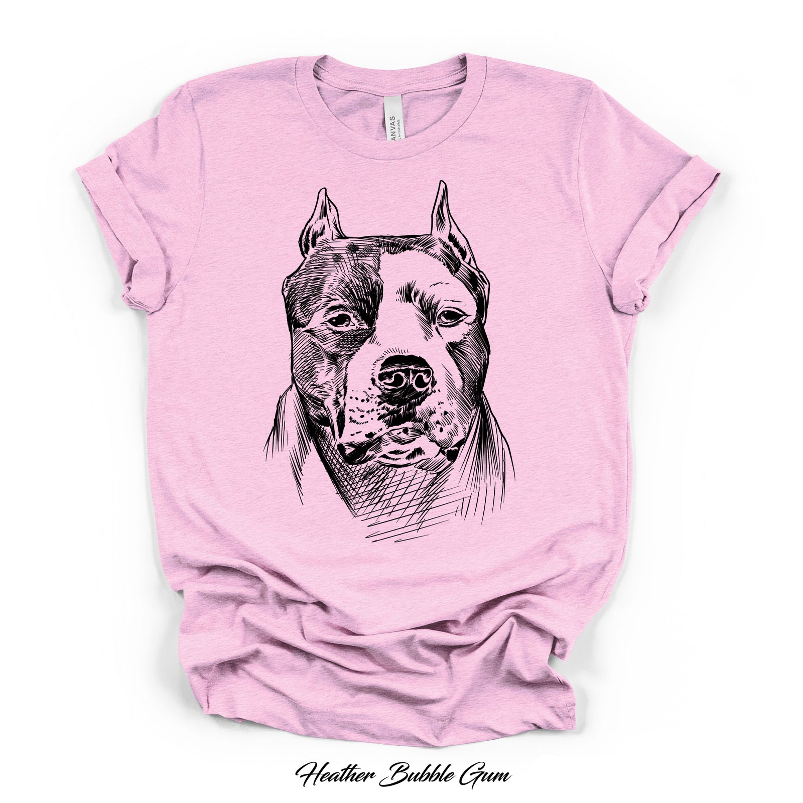 Pit Bull Sketch Portrait Graphic Tee | Bella Canvas 3001CVC | 5 Colors