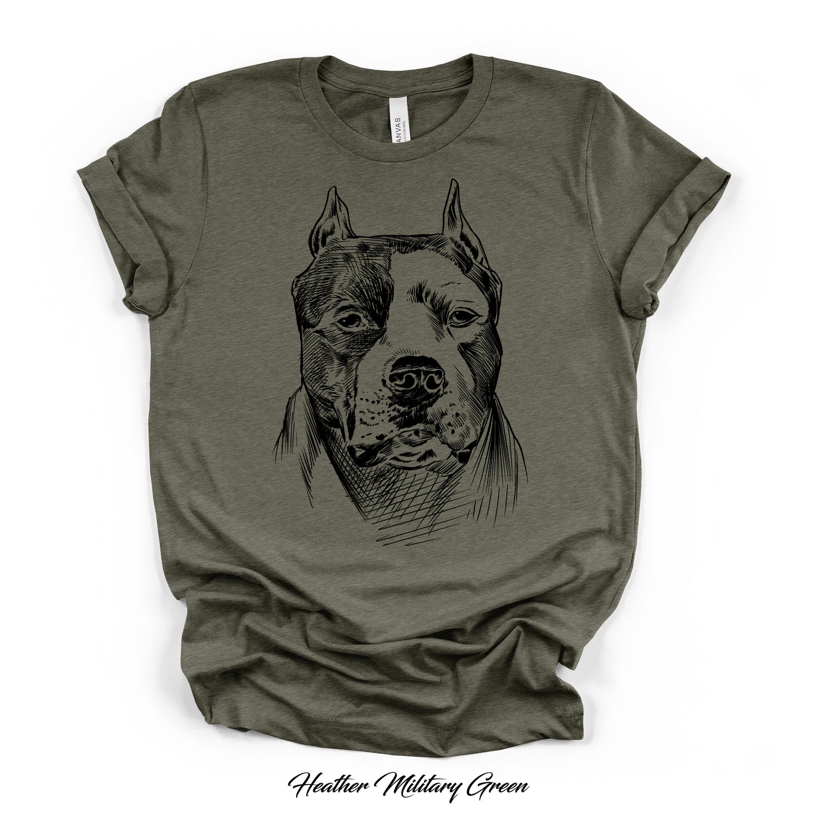 Pit Bull Sketch Portrait Graphic Tee | Bella Canvas 3001CVC | 5 Colors