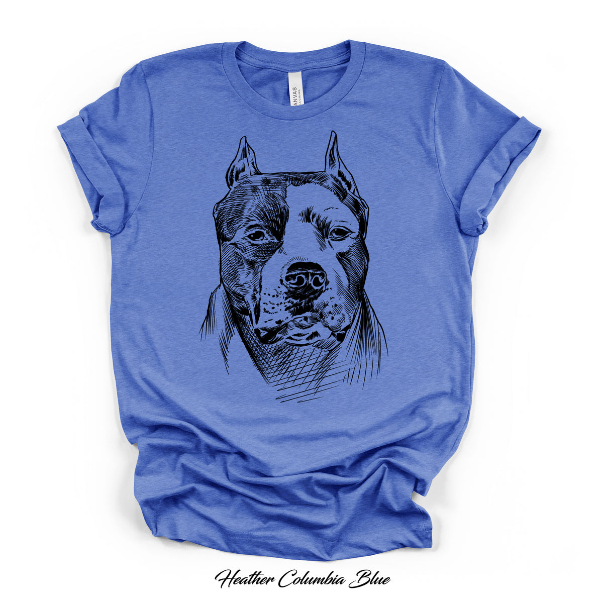 Pit Bull Sketch Portrait Graphic Tee | Bella Canvas 3001CVC | 5 Colors
