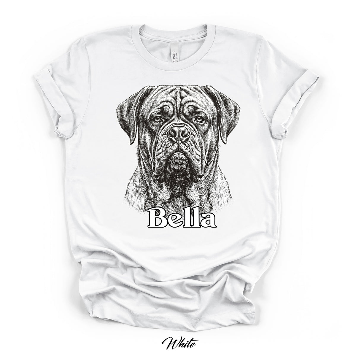 Custom Monochrome Dog Portrait Tee | Bella Canvas 3001 | DTG Print