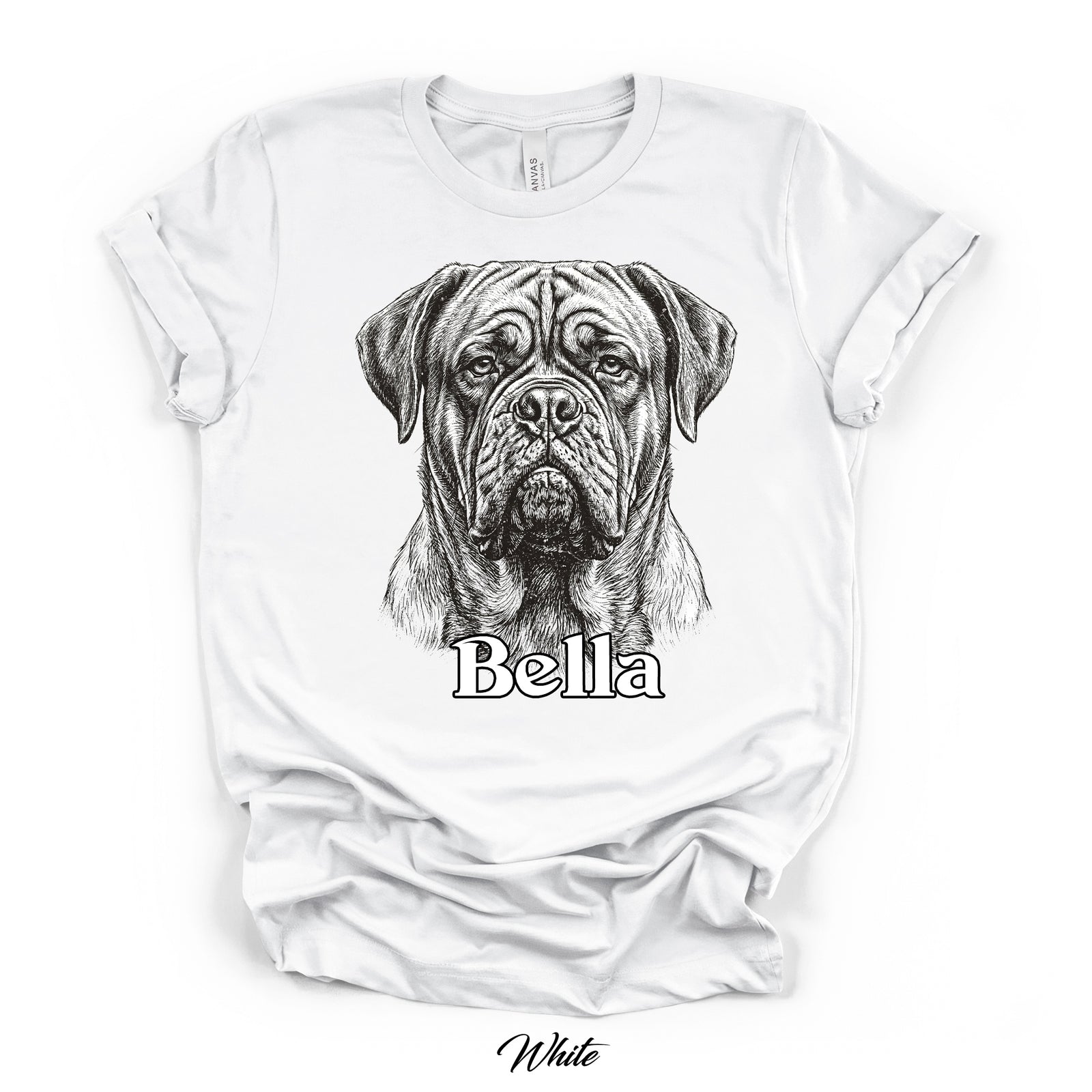 Custom Monochrome Dog Portrait Tee | Bella Canvas 3001 | DTG Print