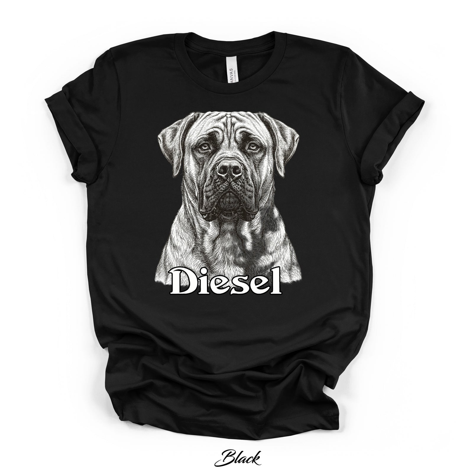 Custom Monochrome Dog Portrait Tee | Bella Canvas 3001 | DTG Print