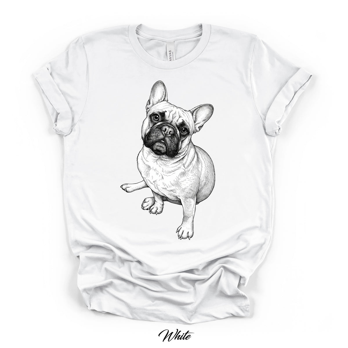 Custom Pen & Ink Dog Portrait Tee | Bella Canvas 3001 | DTG Print