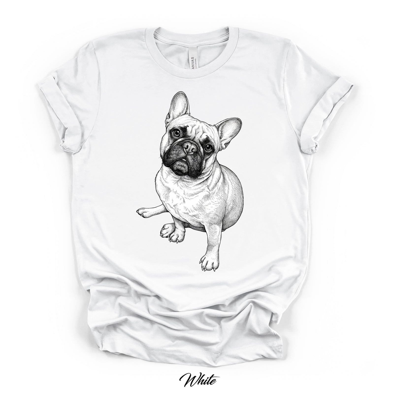 Custom Pen & Ink Dog Portrait Tee | Bella Canvas 3001 | DTG Print