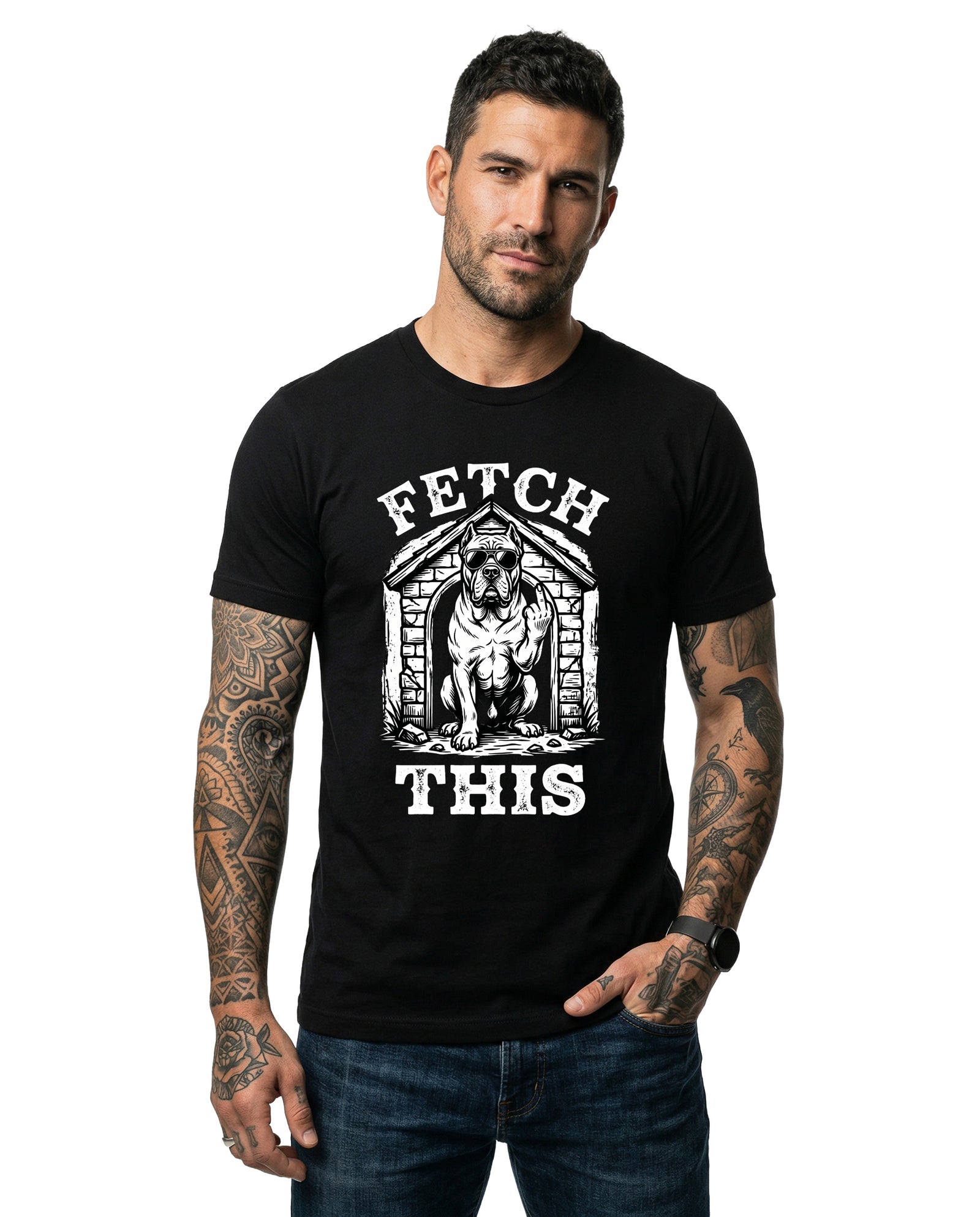 Fetch This — Cool Dog Graphic Tee | Black | Direct-to-Garment Print | Bella Canvas 3001