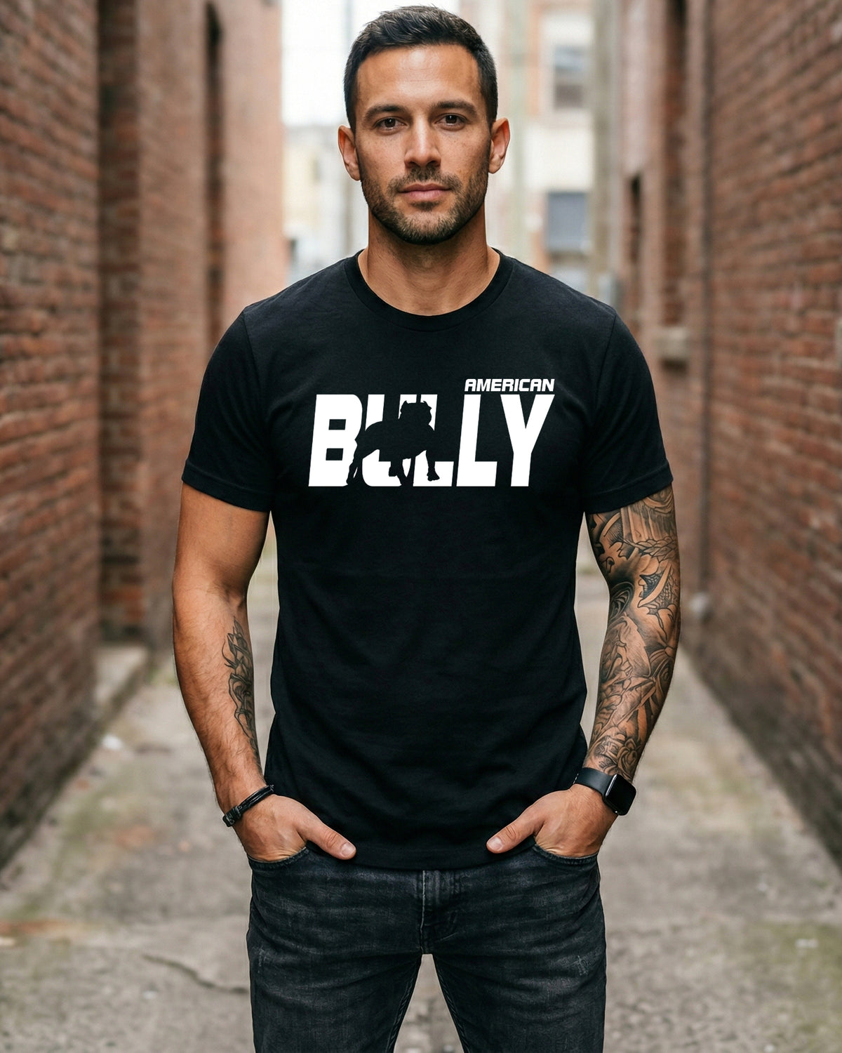 American Bully Silhouette Tee | Black | Direct-to-Garment Print