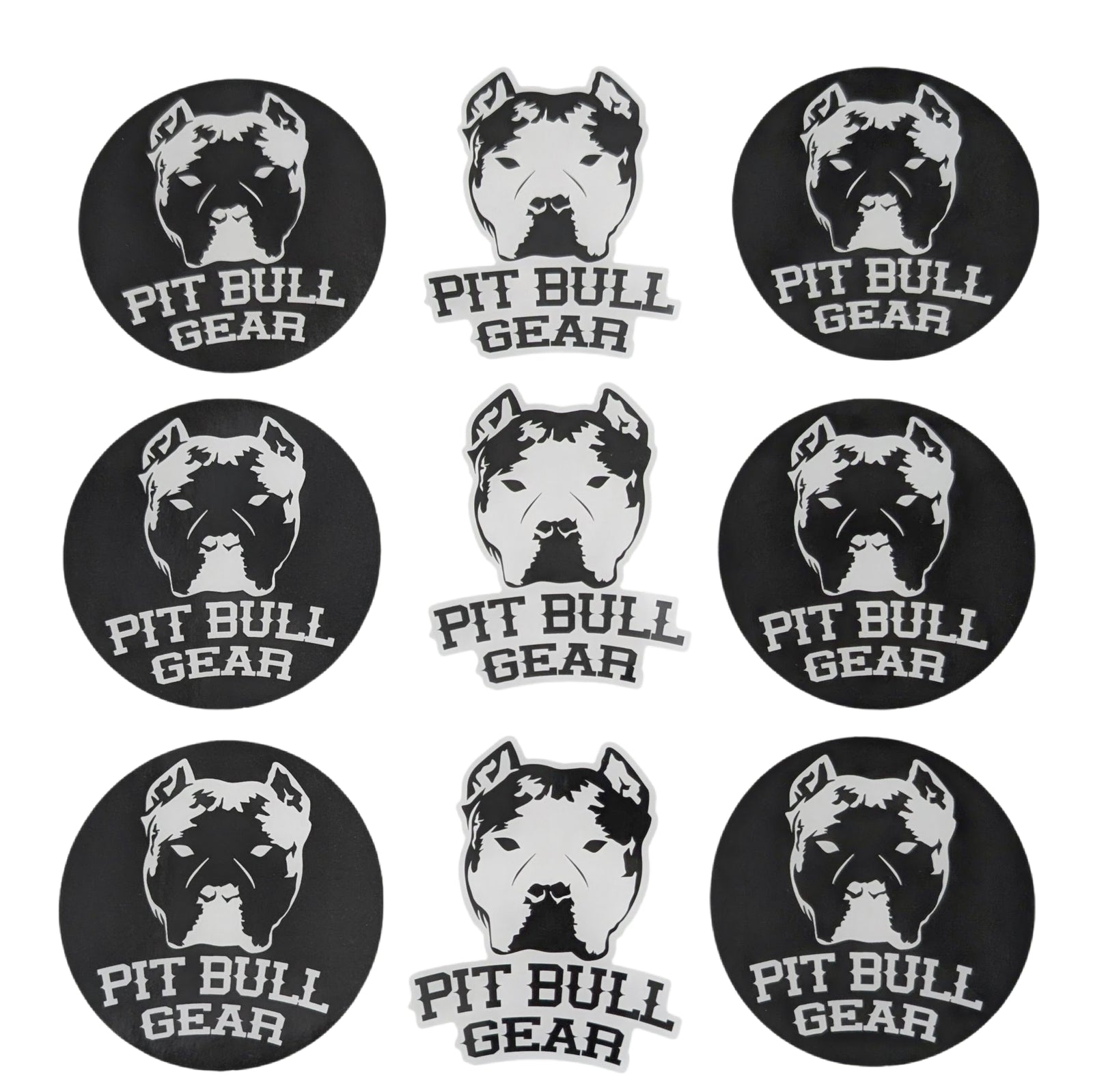 Pit Bull Gear Sticker Pack – 9 Premium Stickers (6 Round + 3 Die Cut)