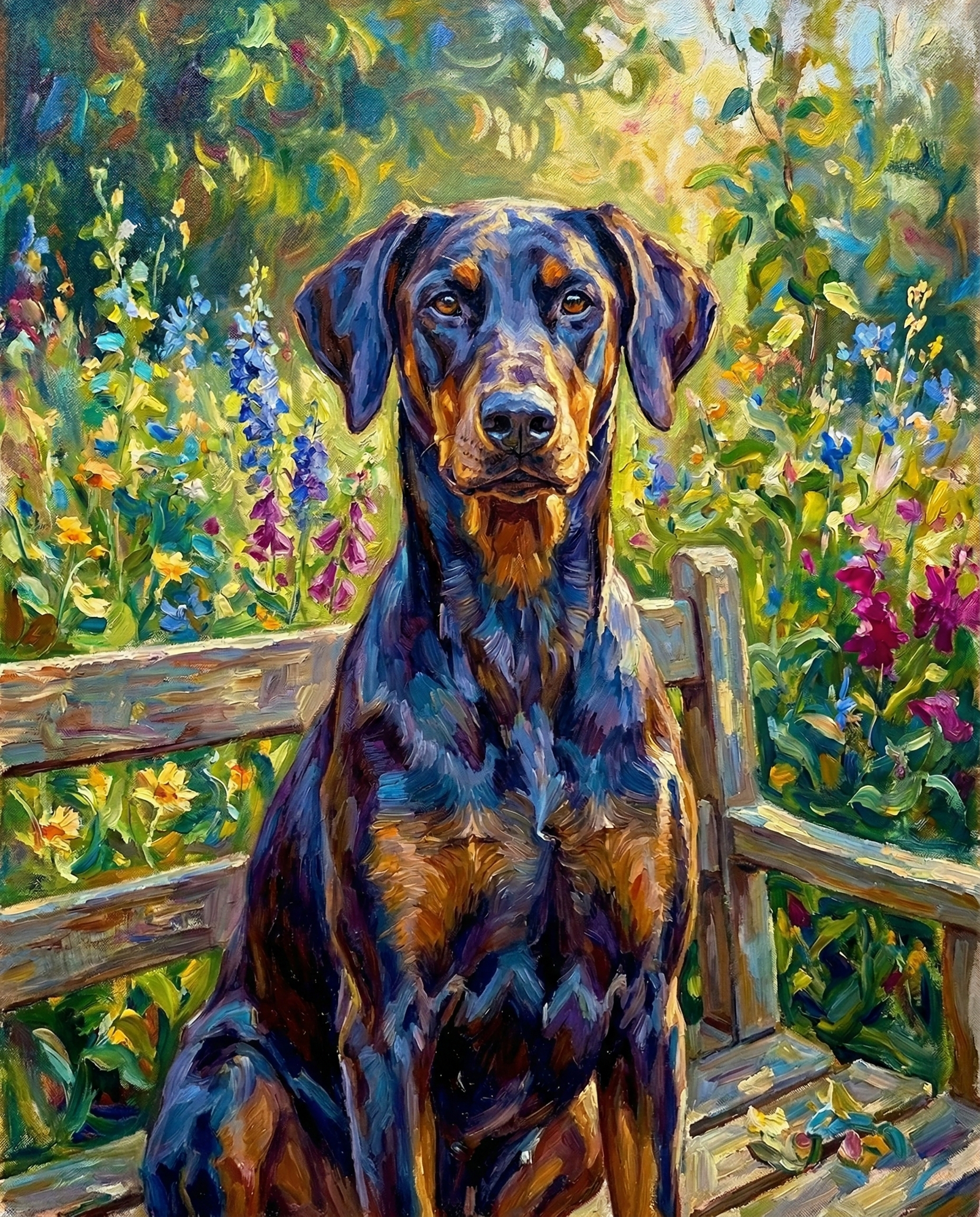 Custom Neo-Organic Impressionist Dog Portrait | Personalized Digital Pet Artwork