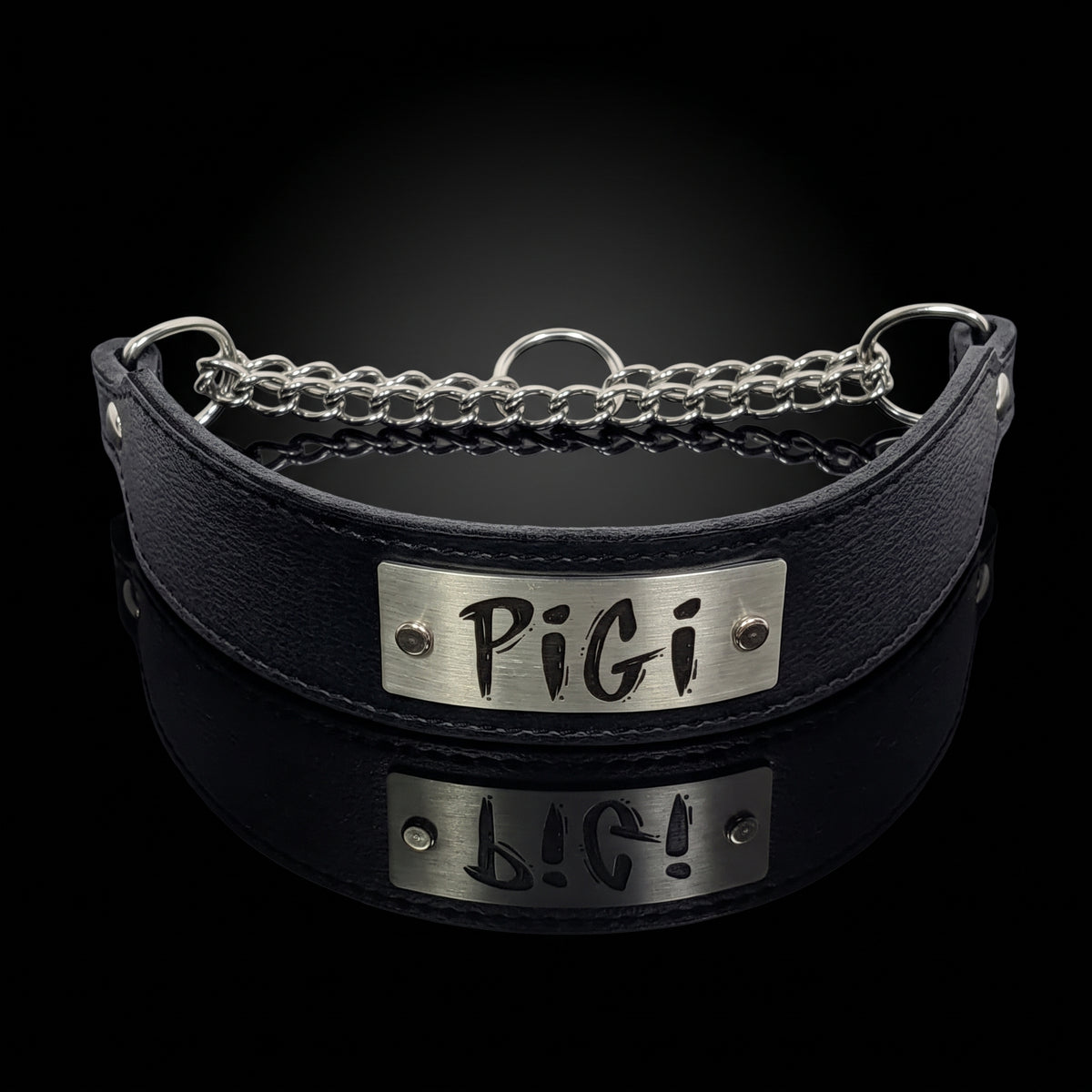 Personalized Italian Leather Martingale Dog Collar, 2" Wide