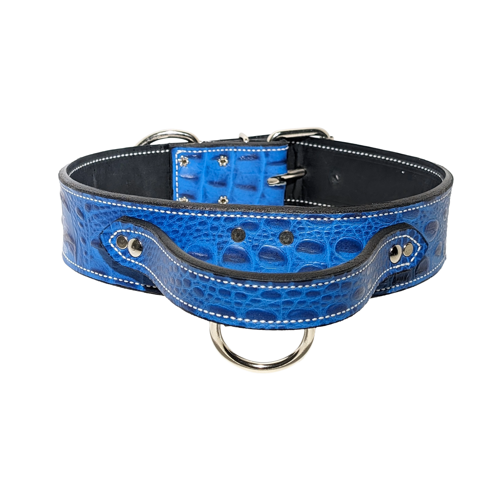 AGT1 - 2" Wide Leather Agitation Dog Collar with Handle