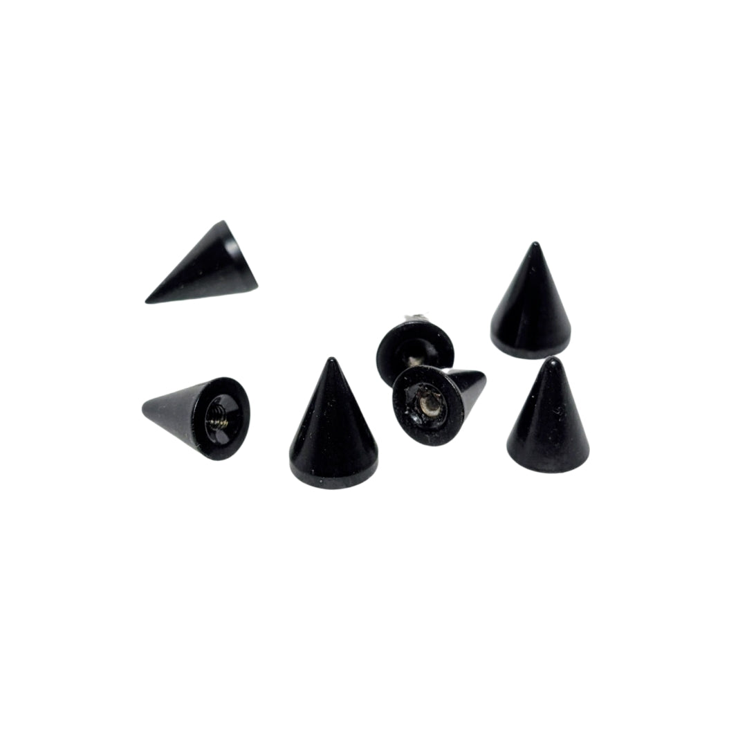 Black Plated Brass Cone Spikes | 1/2" Screwback