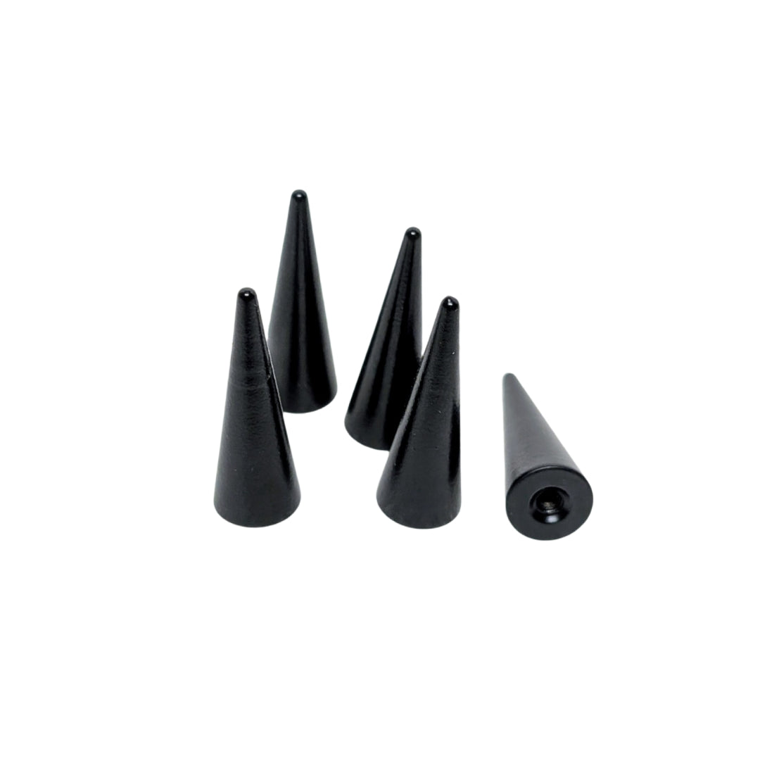 Black Plated Brass Cone Spikes | 1" Screwback