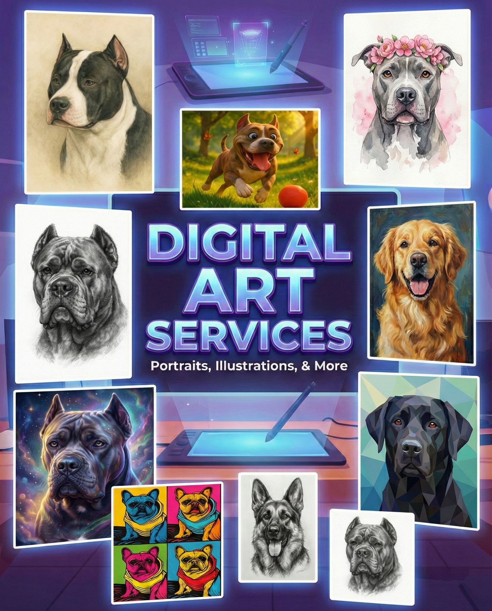 🎨 Custom Digital Dog Art – Designed Just for You