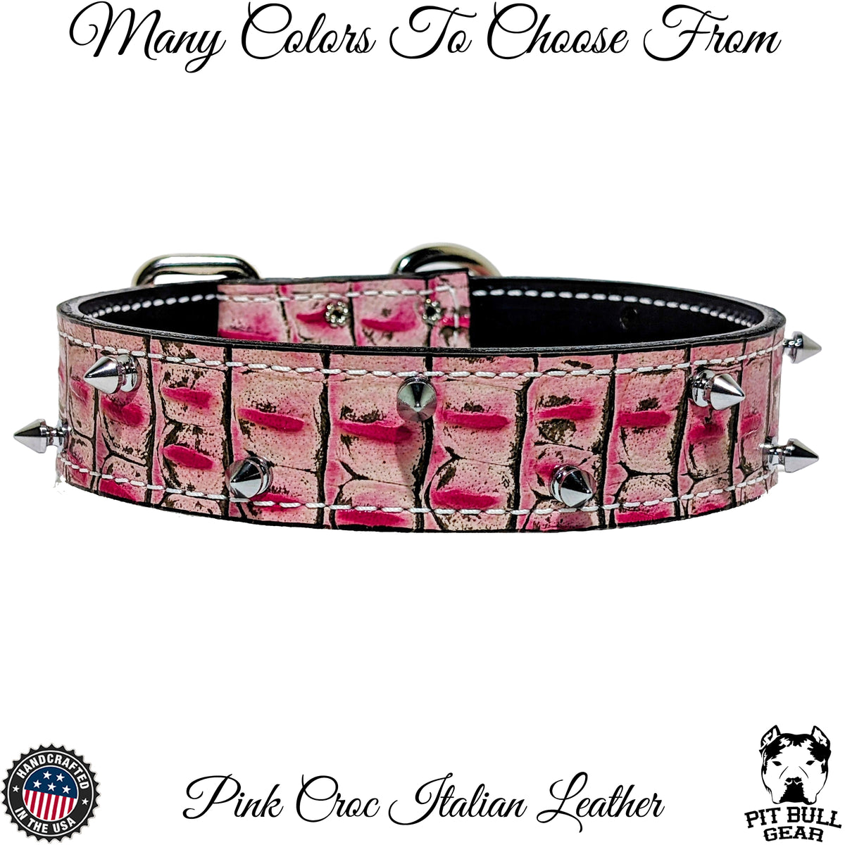 V5 - Collar de cuero con pinchos para perros de 1,5" de ancho