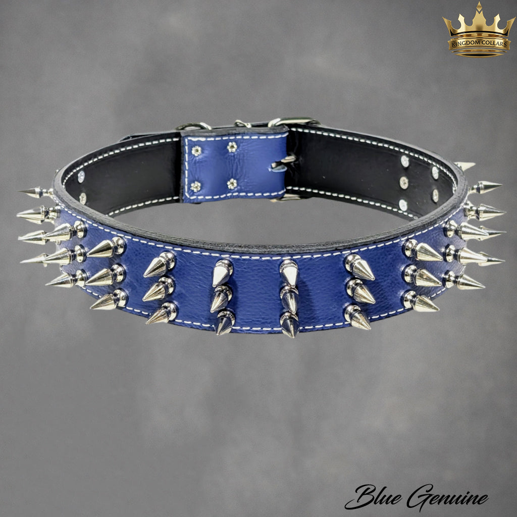 W18 - 2" Wide Spiked Leather Dog Collar