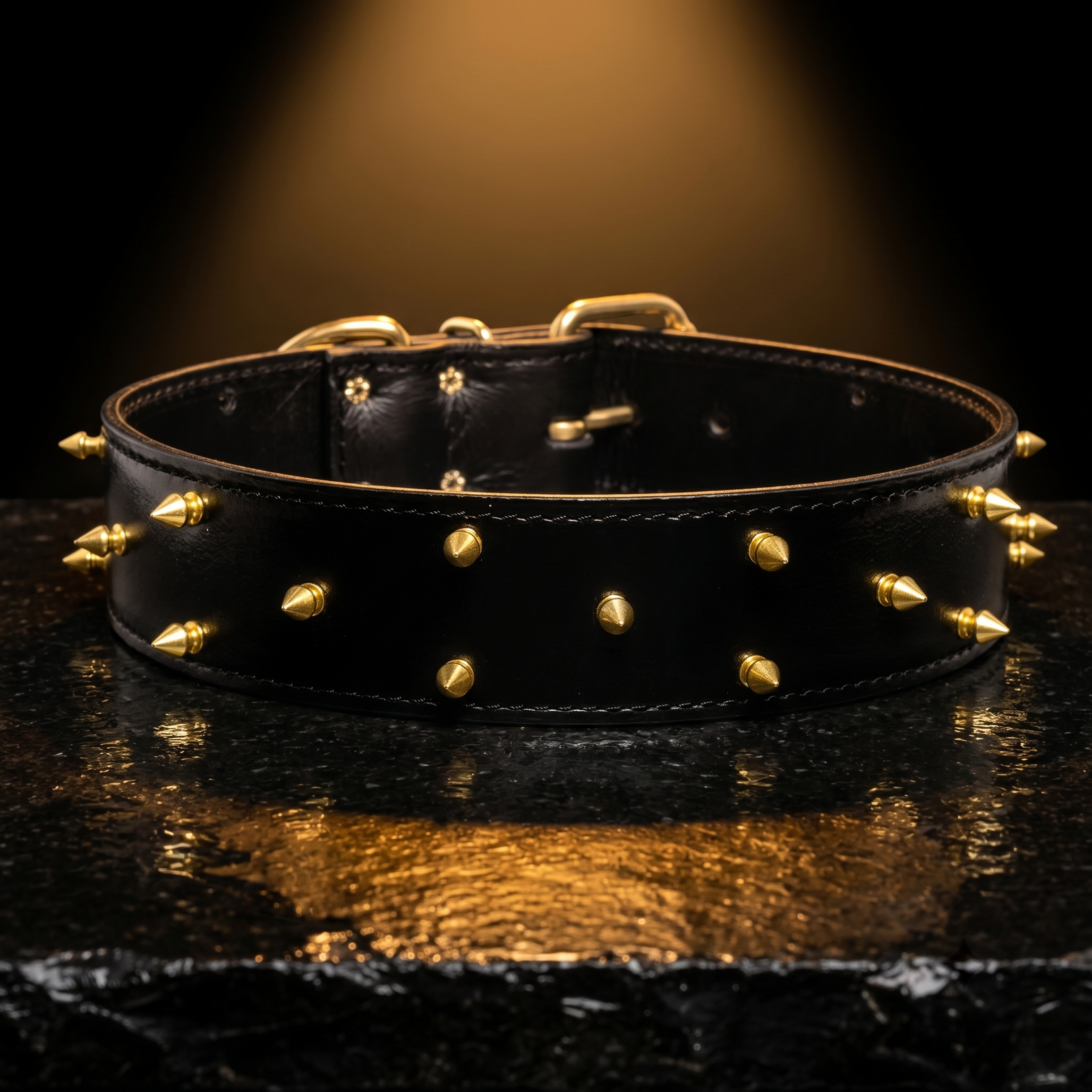 2" Wide Spiked Italian Leather Dog Collar | Handcrafted to Order
