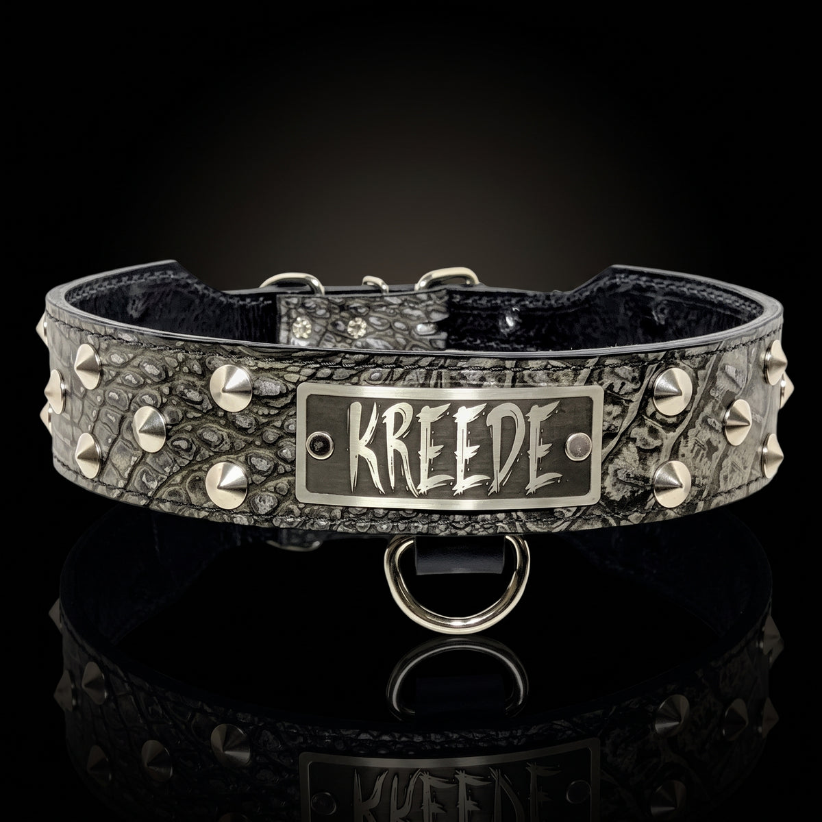 2" Wide Tapered Studded Leather Dog Collar