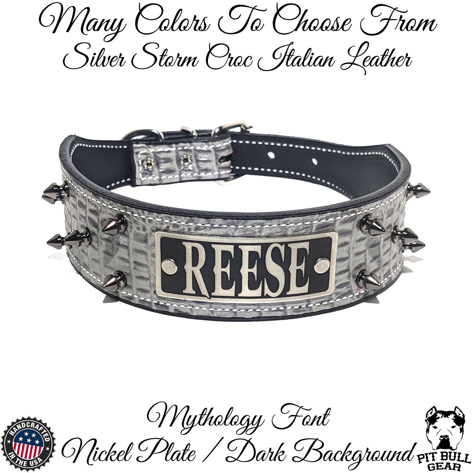 N6 - Collar de cuero cónico personalizado para perros de 2" de ancho con púas