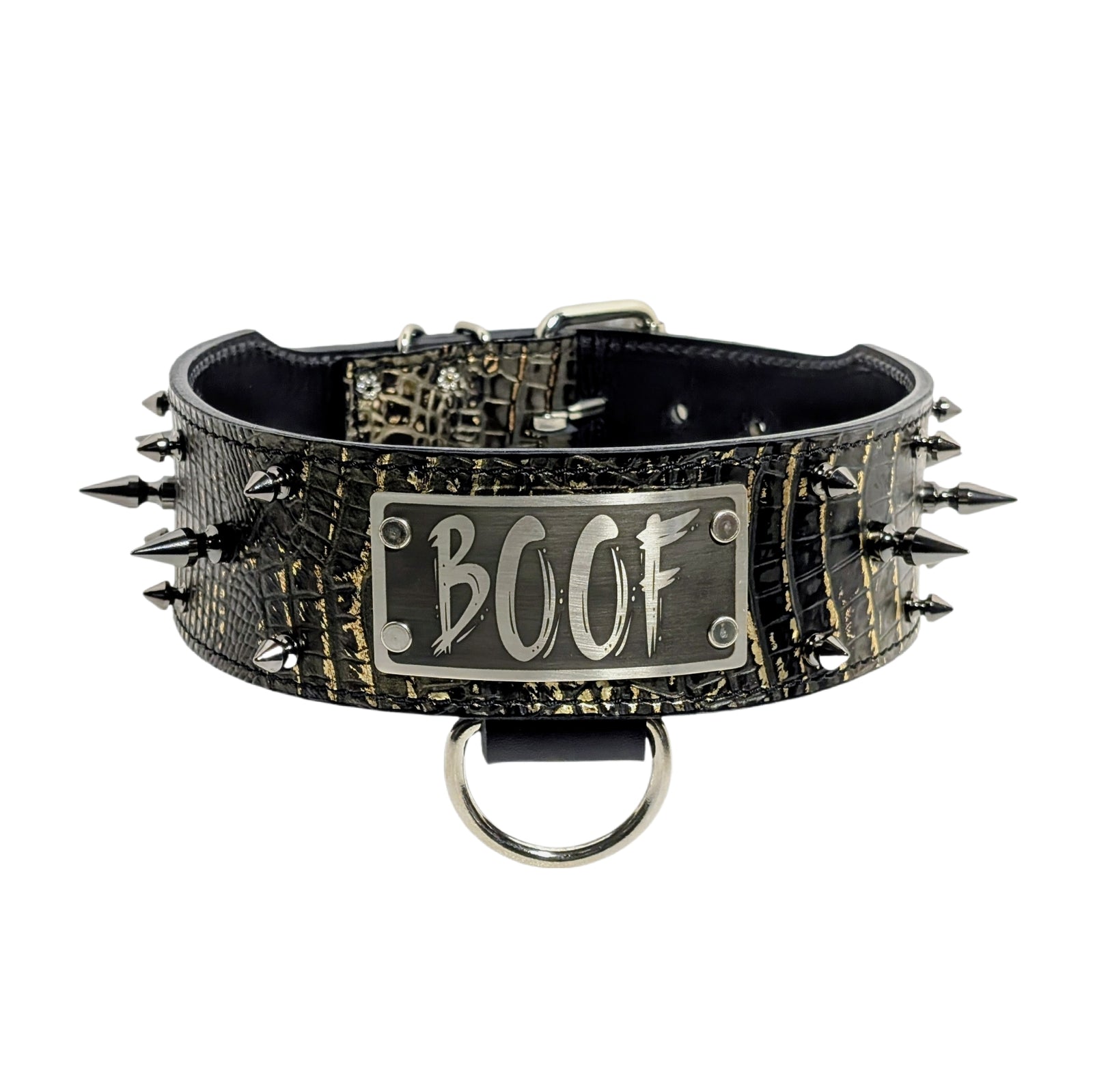 NJ2 - 2.5" Wide Personalized Spiked Leather Collar