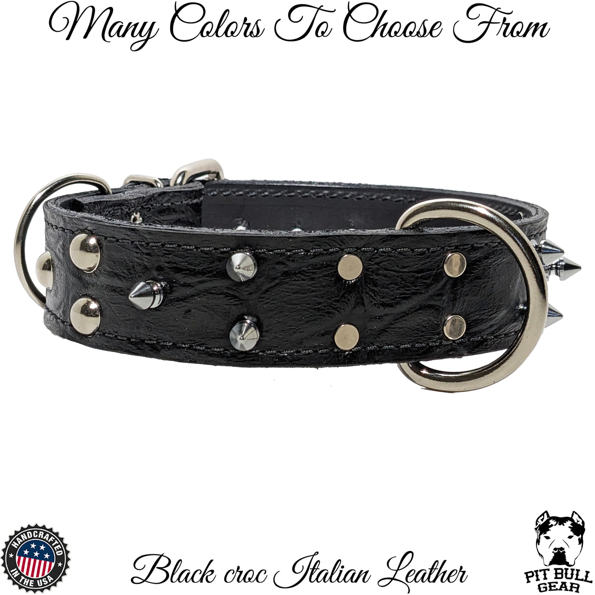 V33 - Collar para perros de cuero con púas y tachuelas de 1,5" de ancho 