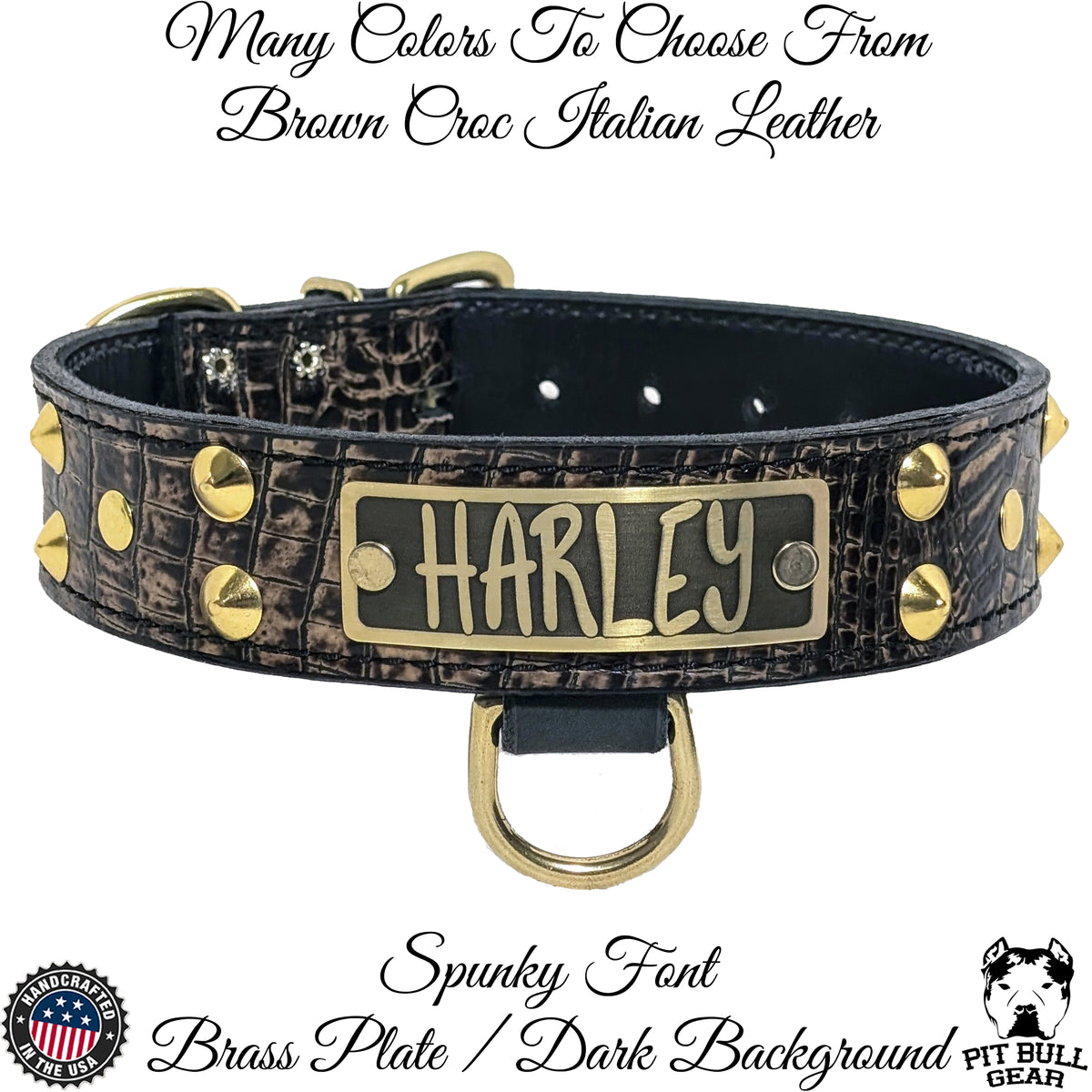 V35 - Custom Made 1.5" Wide Italian Leather Studded Dog Collar