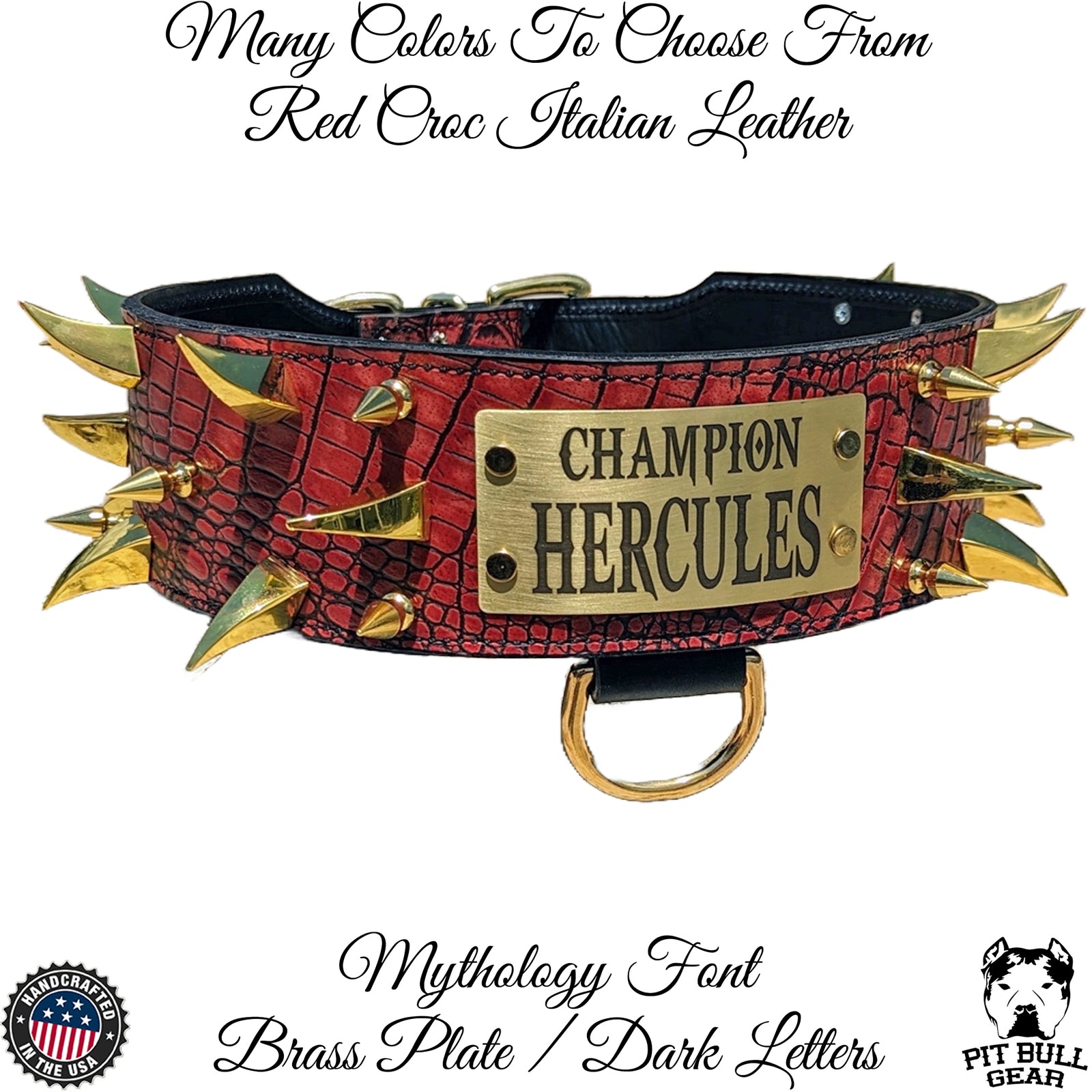 X11 - Collar de cuero con pinchos para perros de 3" de ancho con placa de identificación personalizada