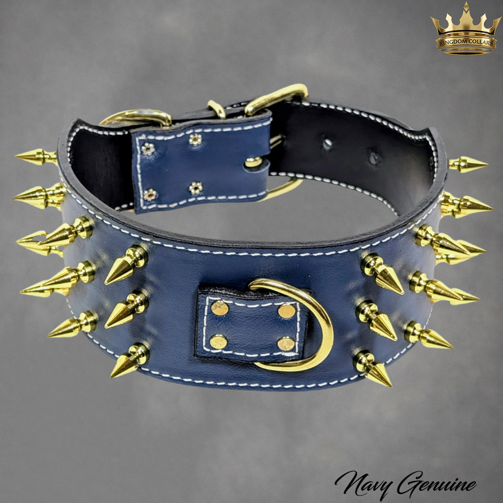 X43 - Collar de cuero con pinchos para perros de 3" de ancho