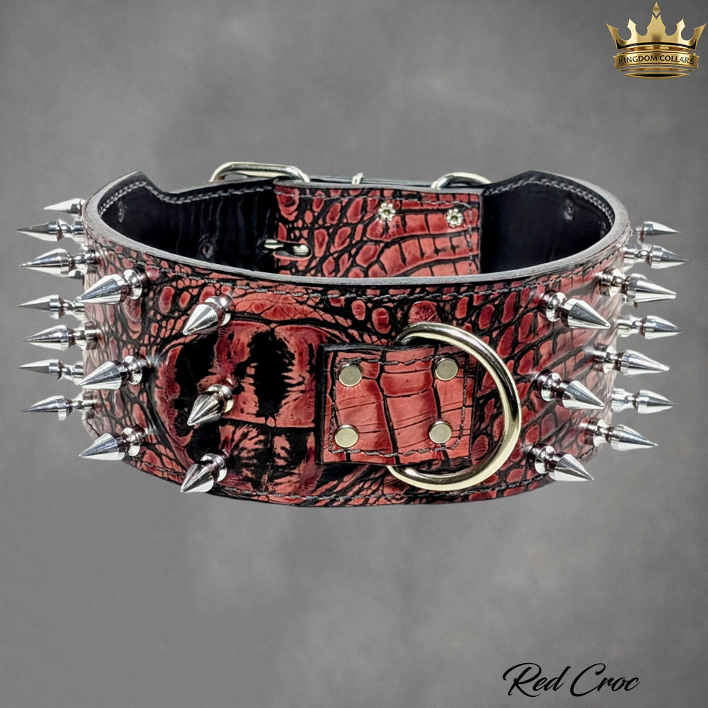 X43 - Collar de cuero con pinchos para perros de 3" de ancho