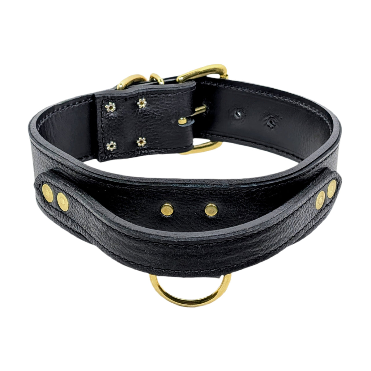AGT1 - 2" Wide Leather Agitation Dog Collar with Handle