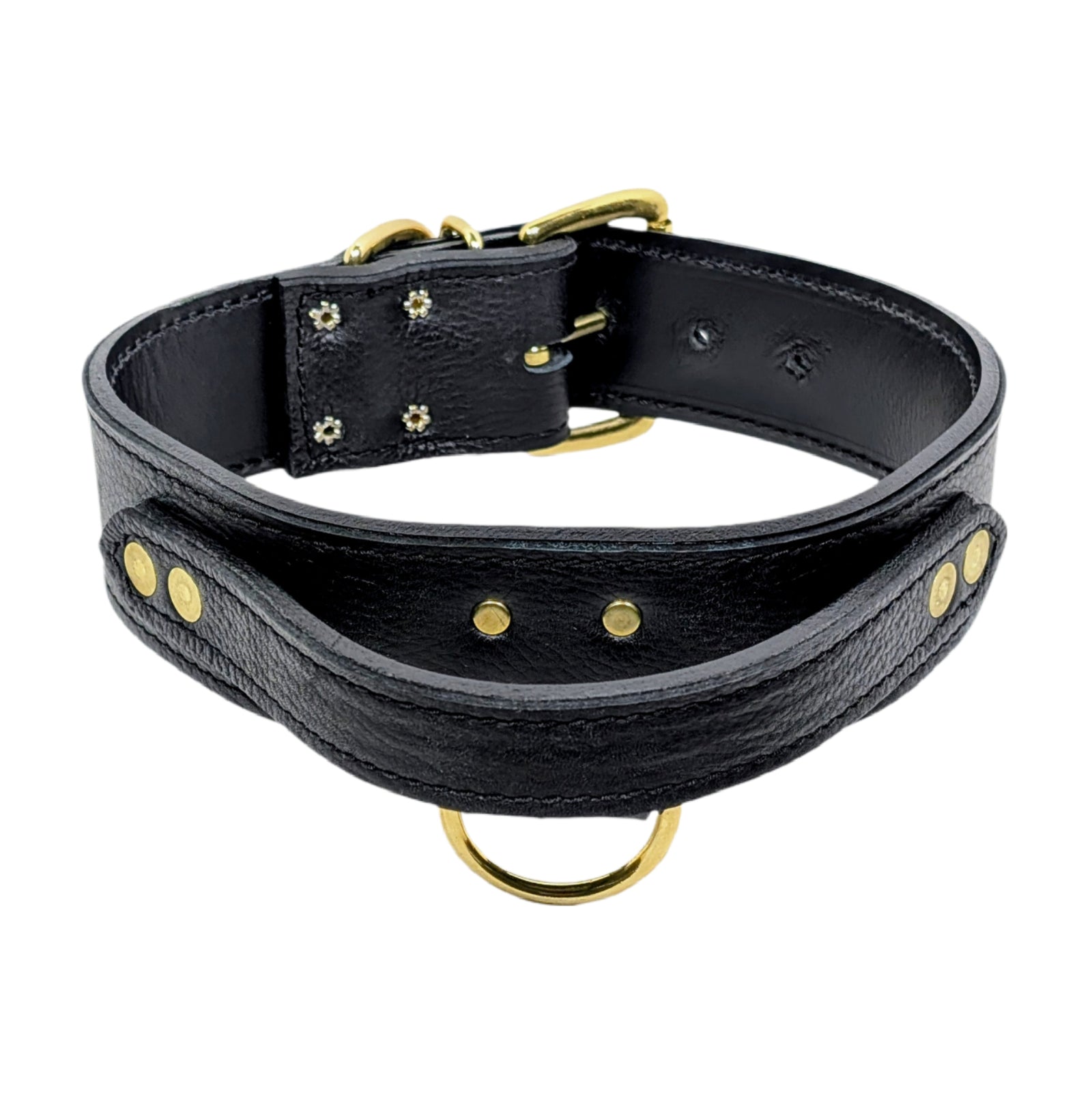 AGT1 - 2" Wide Leather Agitation Dog Collar with Handle