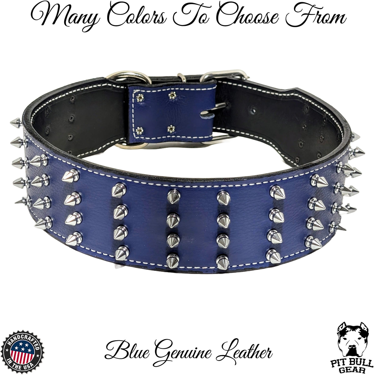 J11 - Custom Made 3" Wide Italian Leather Spiked Dog Collar
