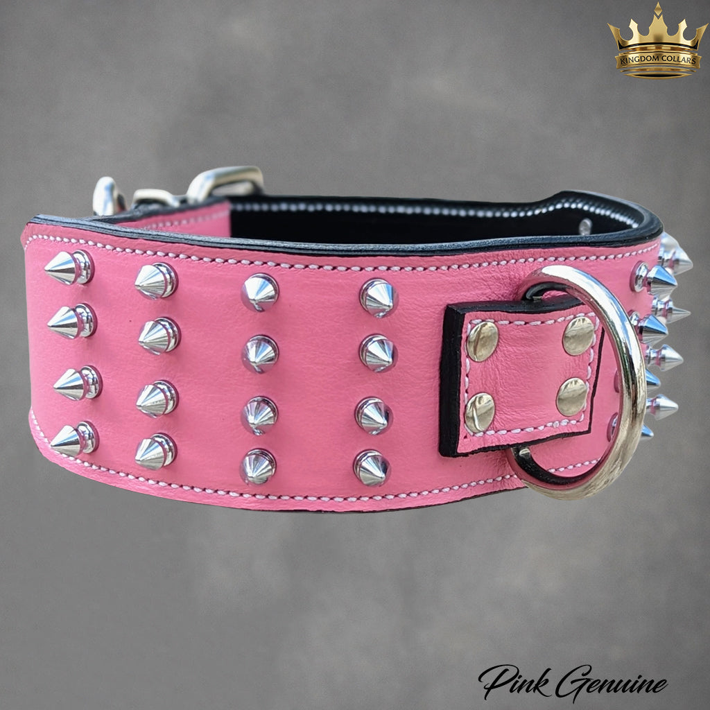 J11 - Collar de cuero con pinchos para perros de 2,5" de ancho