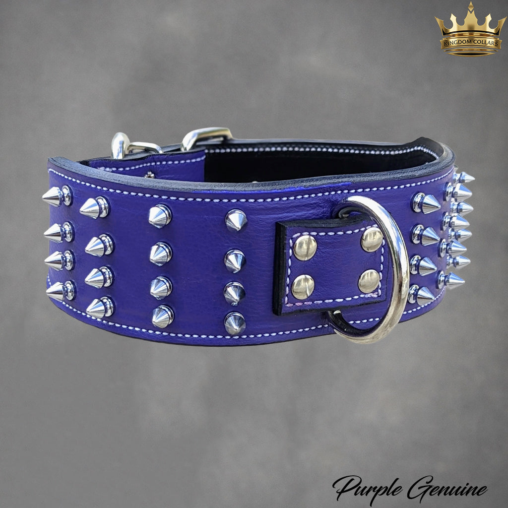 J11 - Collar de cuero con pinchos para perros de 2,5" de ancho