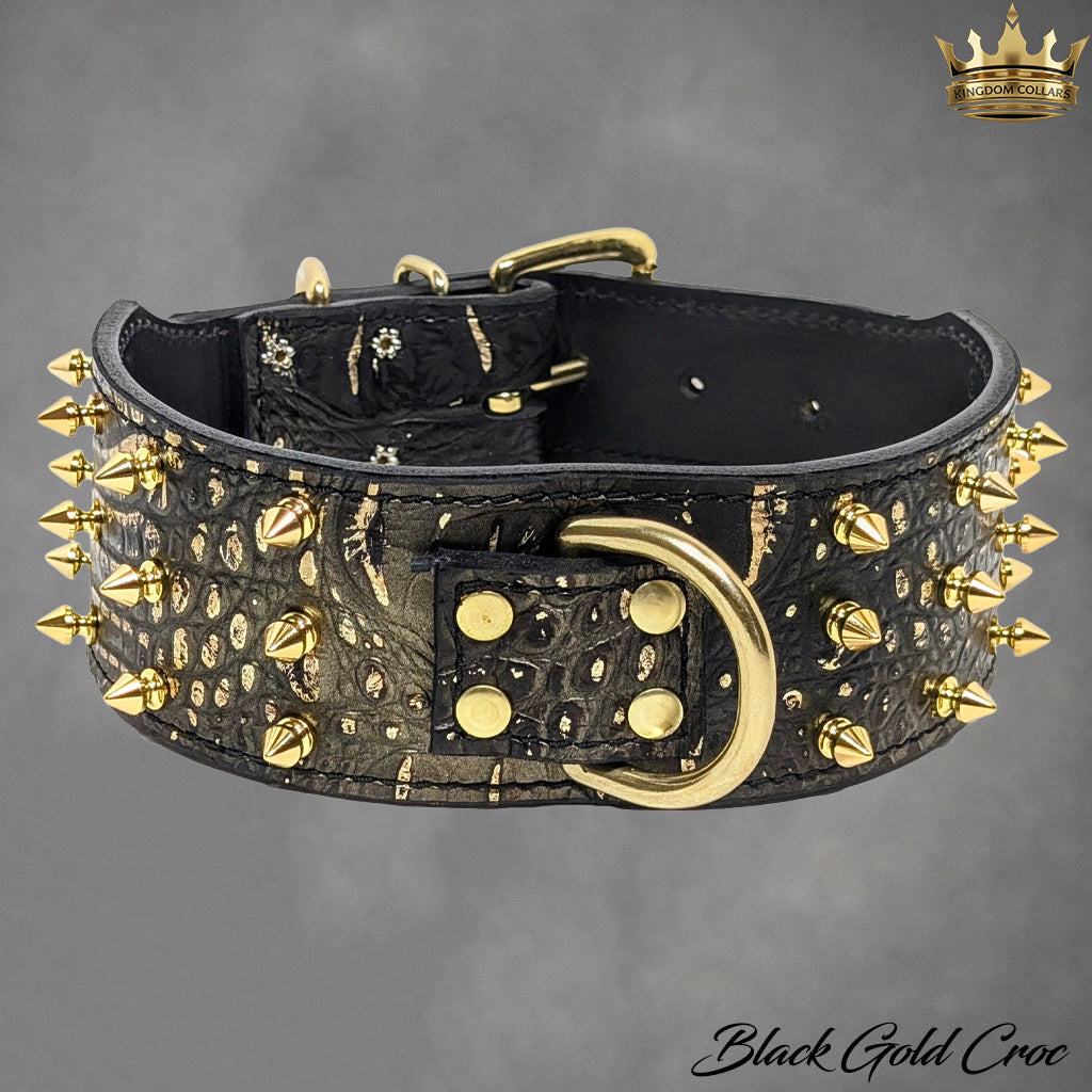 J12 - 2.5" Wide Spiked Leather Dog Collar